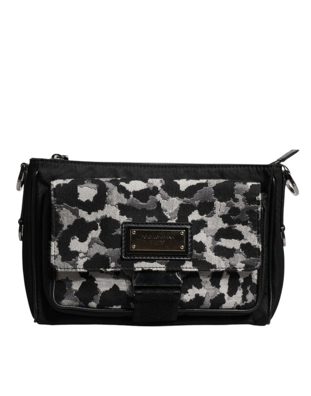 Dolce &amp; Gabbana – Mehrfarbige Umhängetasche aus Jacquard mit Leopardenmuster