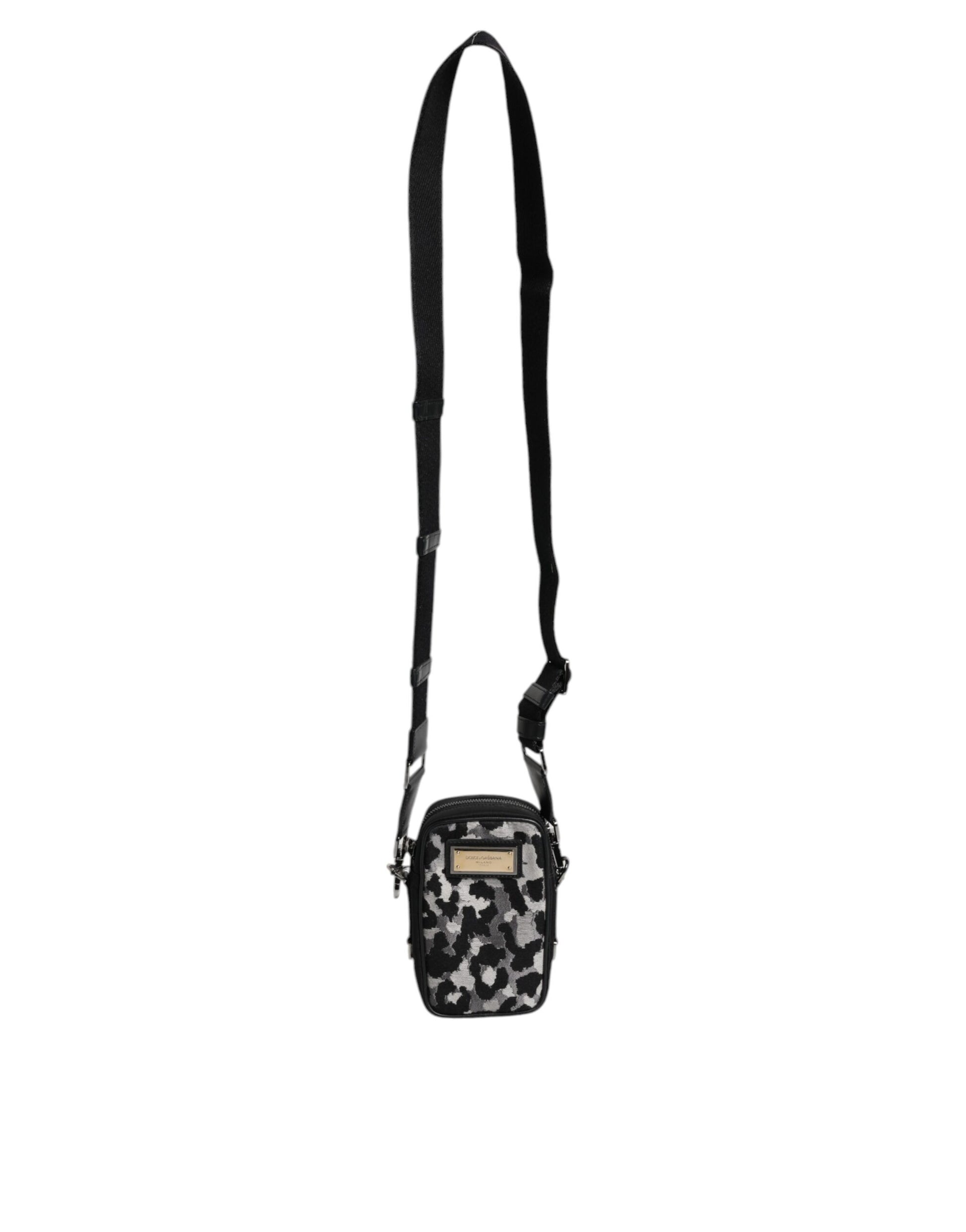 Dolce &amp; Gabbana – Mehrfarbige Umhängetasche aus Jacquard mit Camouflage-Muster und Logo-Schild