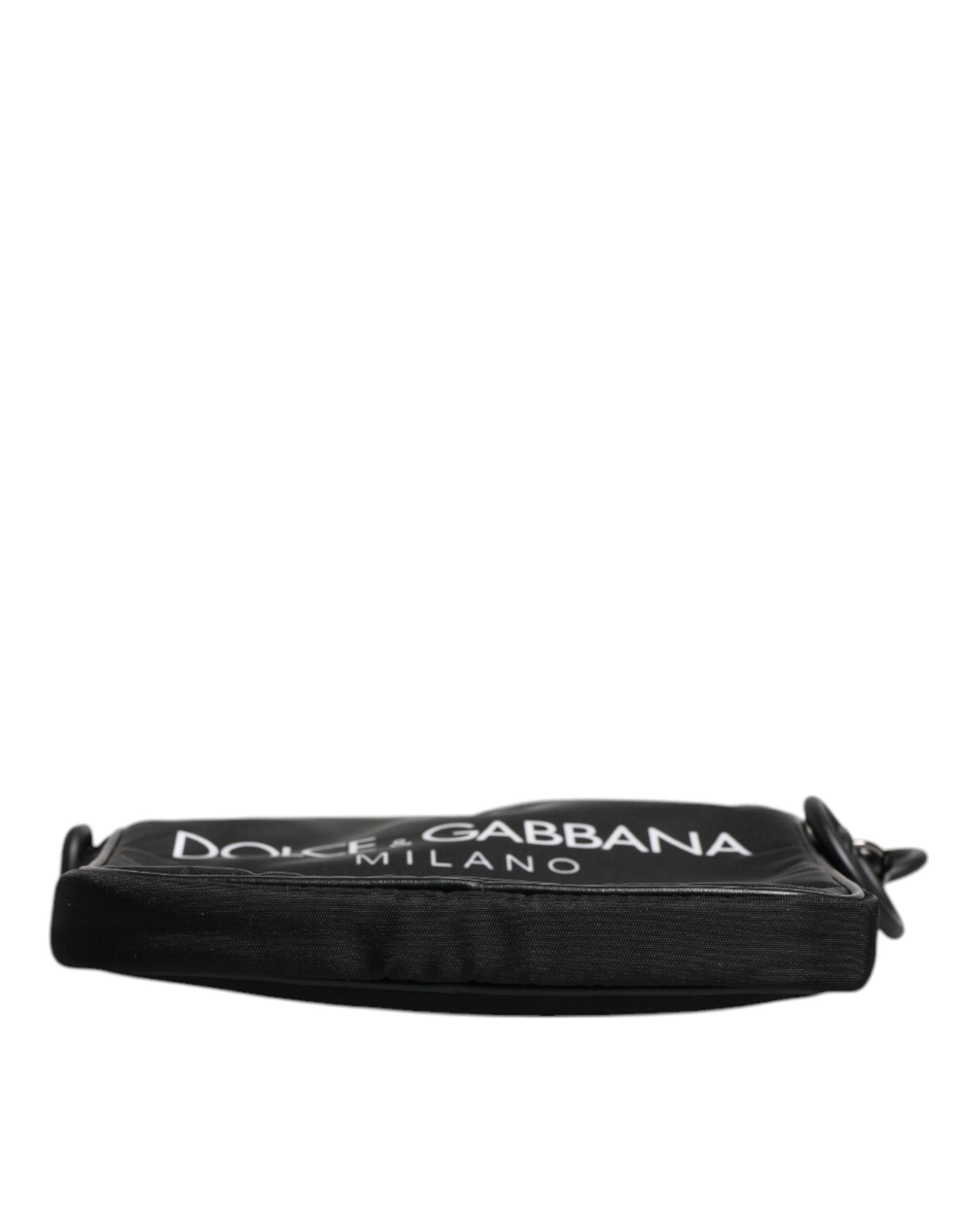 Dolce &amp; Gabbana – Schwarze Umhängetasche aus Neopren mit Logo-Print