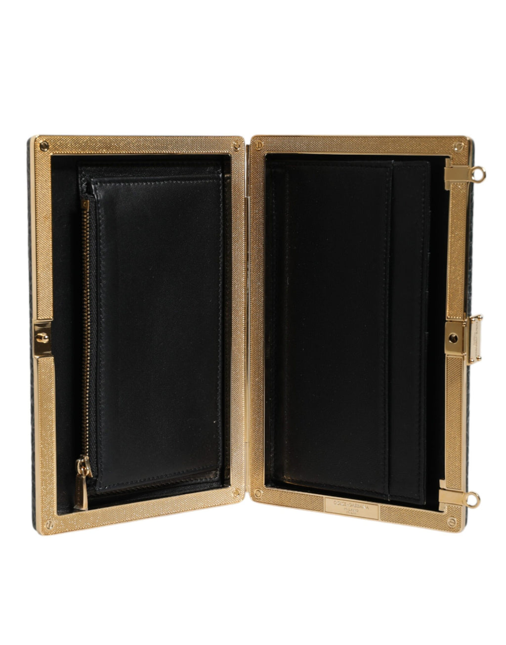 Pochette de soirée Dolce & Gabbana en cuir noir avec bandoulière