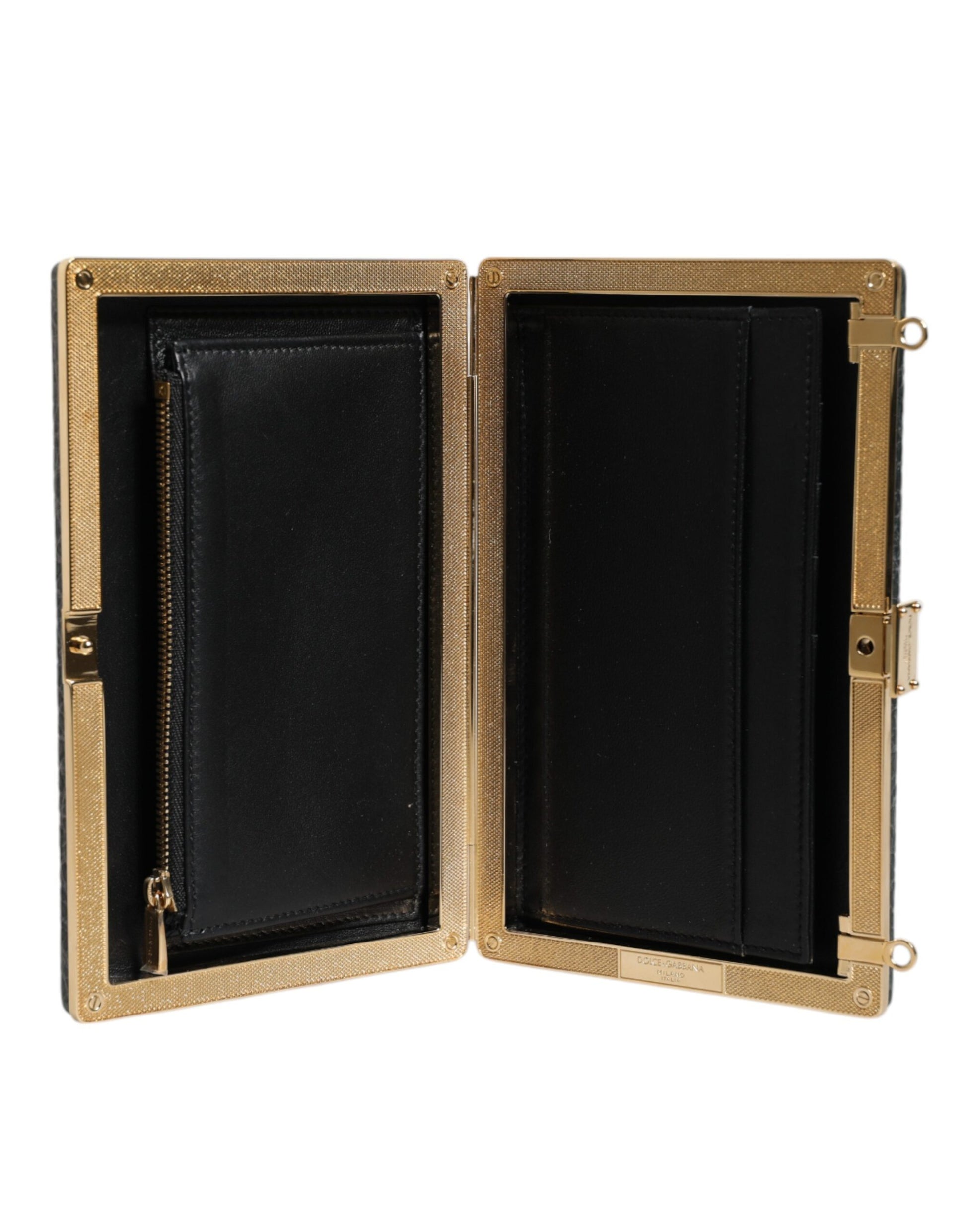 Pochette de soirée Dolce & Gabbana en cuir noir avec bandoulière