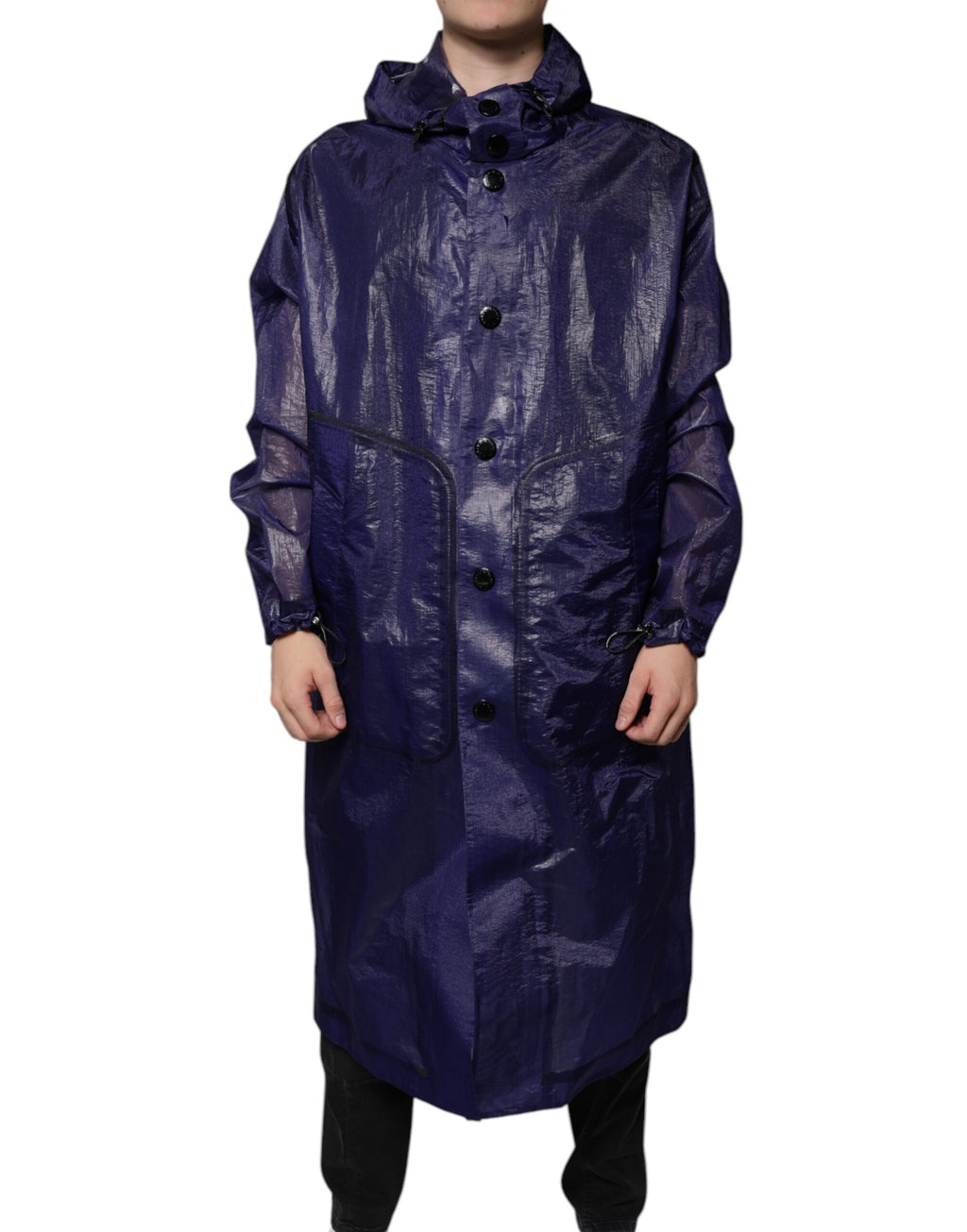 Dolce & Gabbana Imperméable à Capuche en Coton Bleu Foncé pour Homme