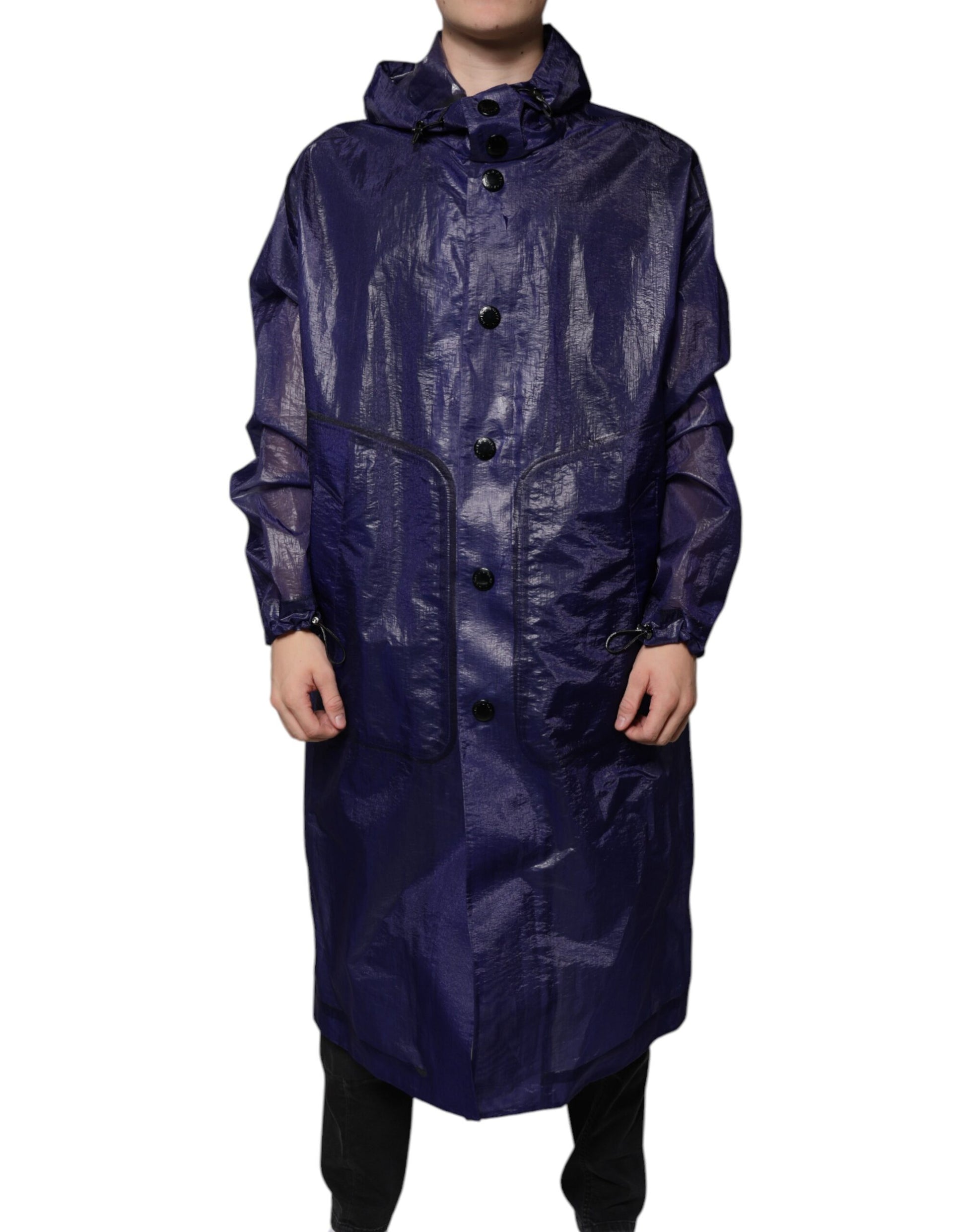 Dolce & Gabbana Imperméable à Capuche en Coton Bleu Foncé pour Homme