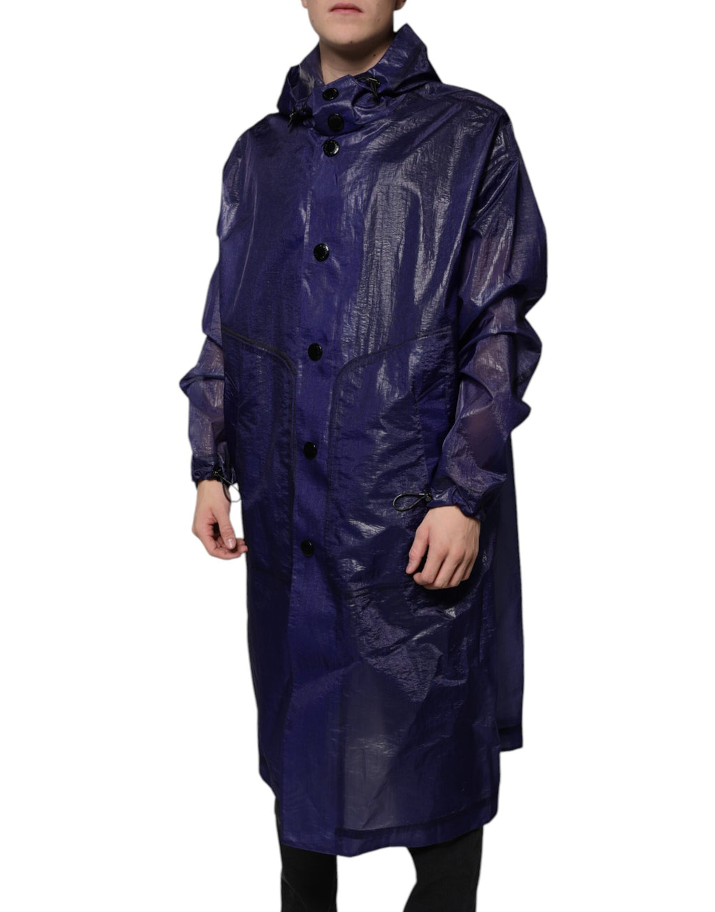 Dolce & Gabbana Imperméable à Capuche en Coton Bleu Foncé pour Homme