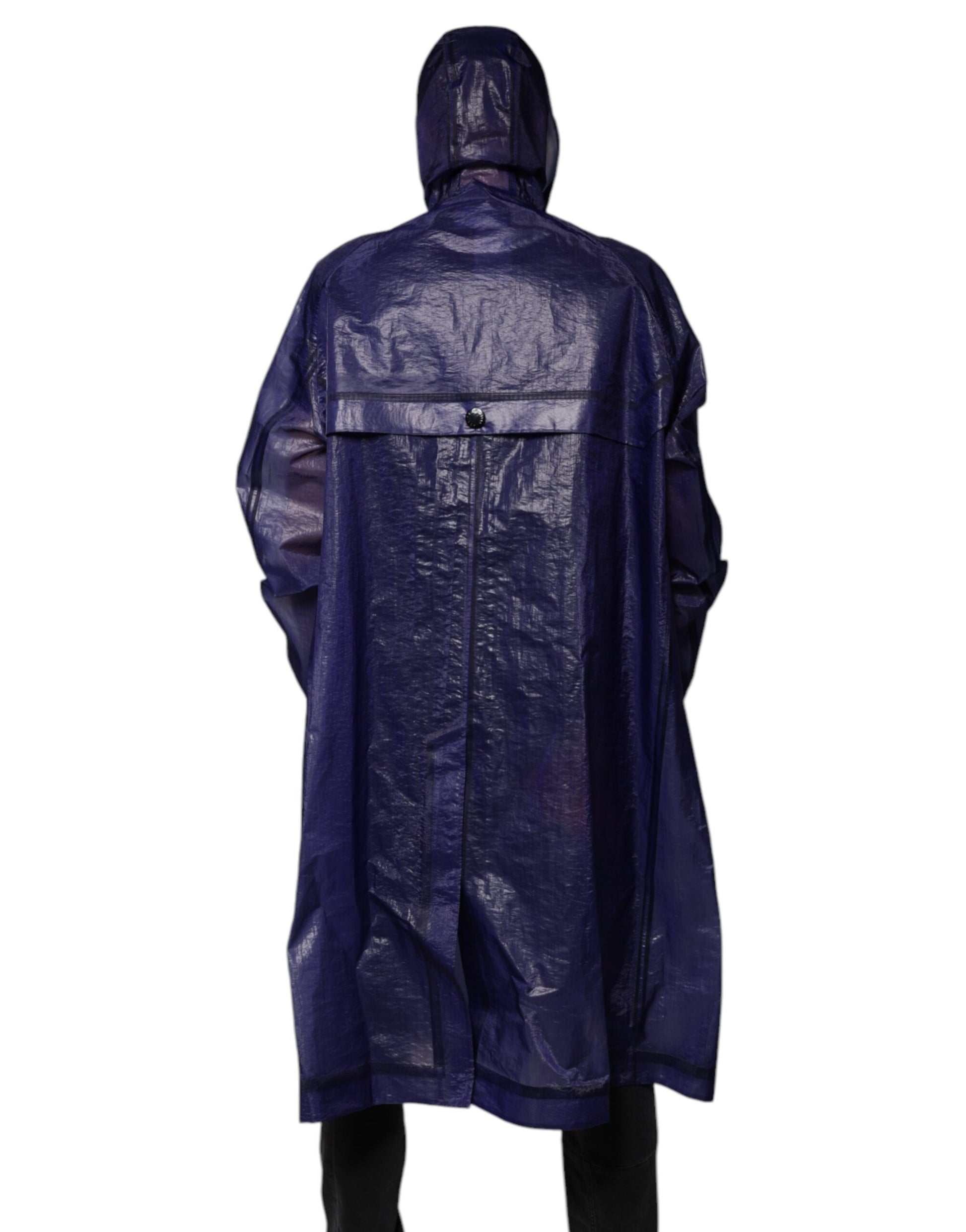 Dolce & Gabbana Imperméable à Capuche en Coton Bleu Foncé pour Homme