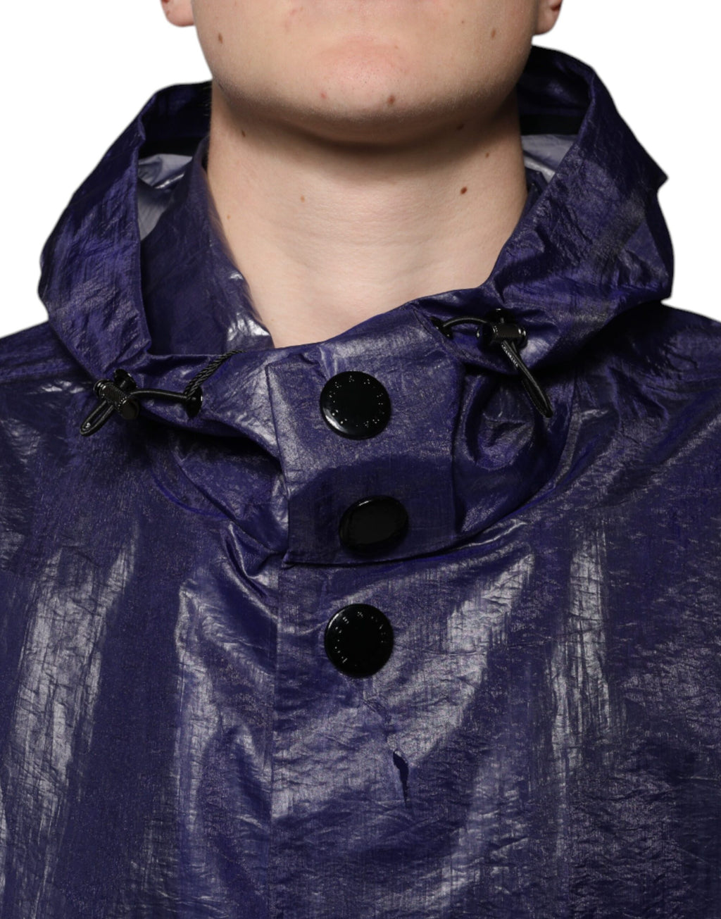 Dolce & Gabbana Imperméable à Capuche en Coton Bleu Foncé pour Homme