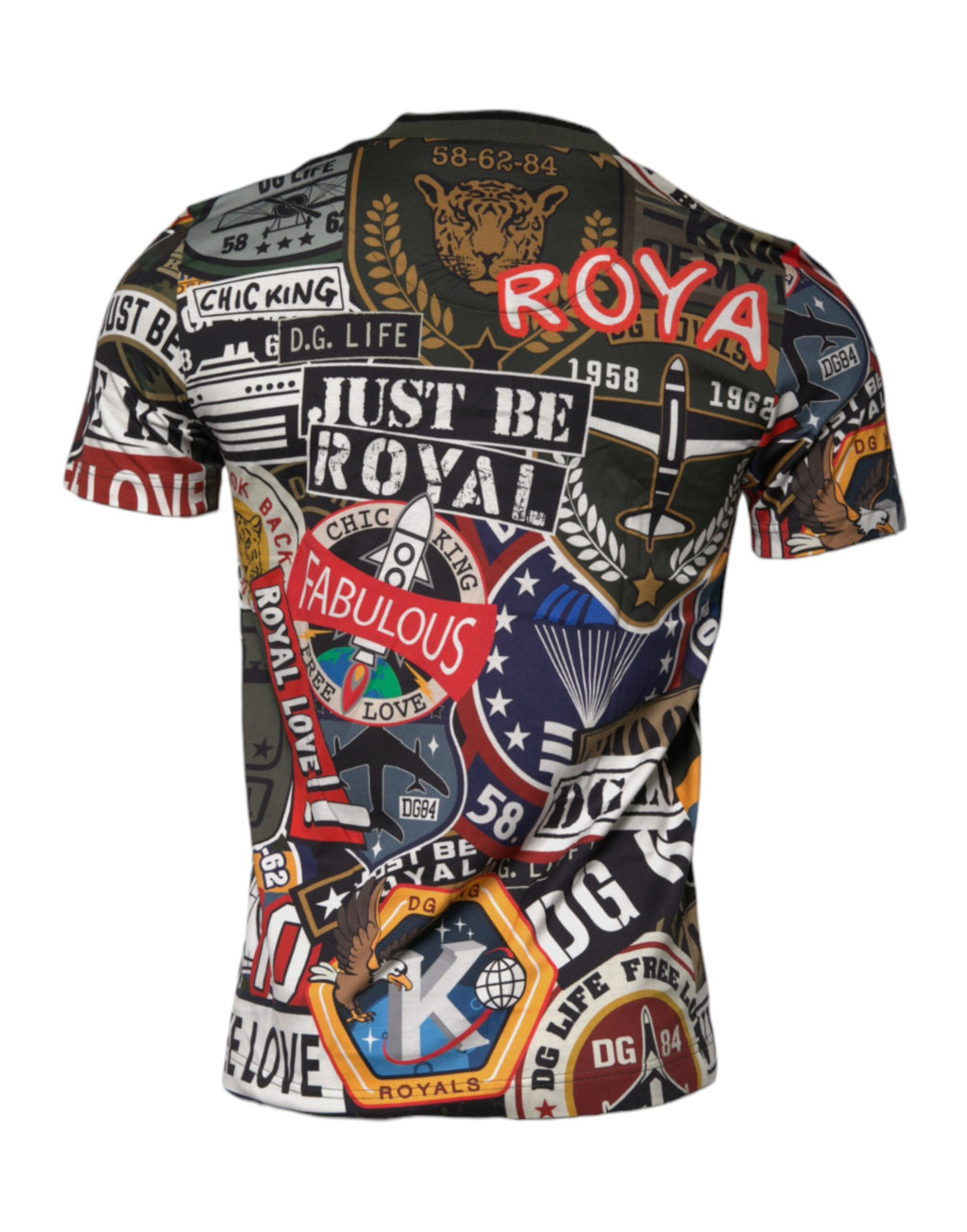 T-shirt en coton à col rond et imprimé graphique multicolore Dolce & Gabbana