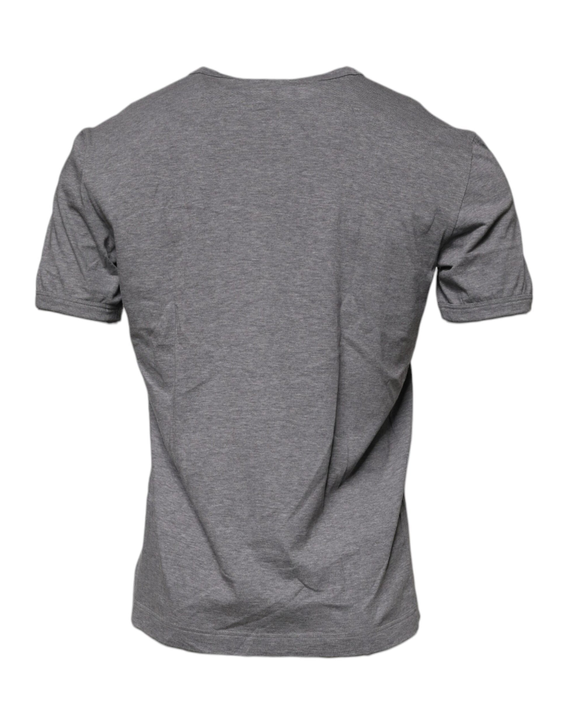 T-shirt col rond en coton gris à logo imprimé Dolce & Gabbana pour homme