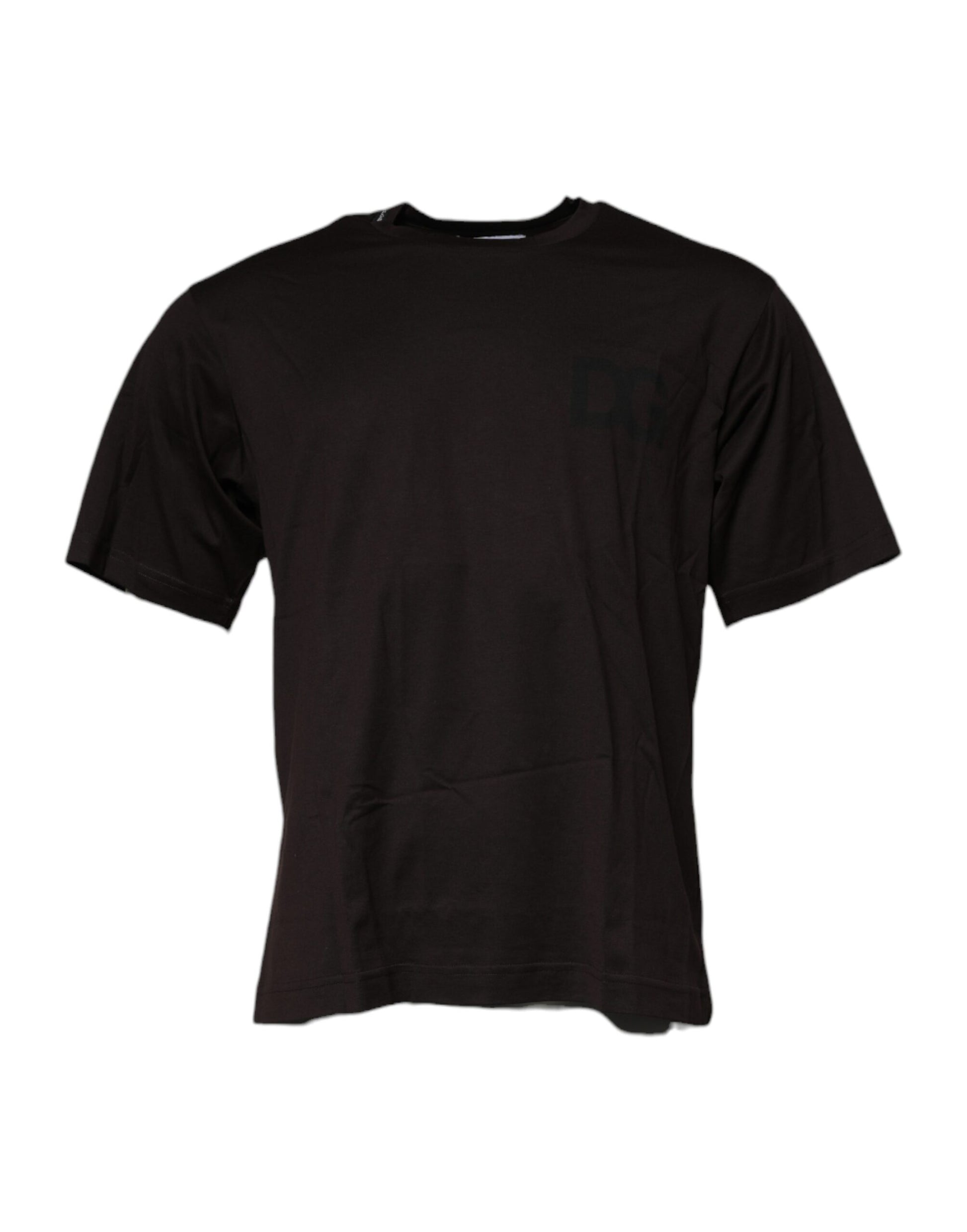 T-shirt Dolce & Gabbana en coton à col rond et logo, marron foncé