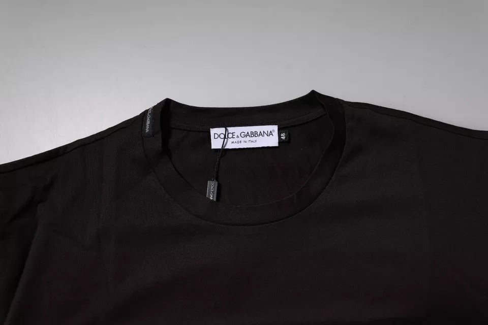 T-shirt Dolce & Gabbana en coton à col rond et logo, marron foncé
