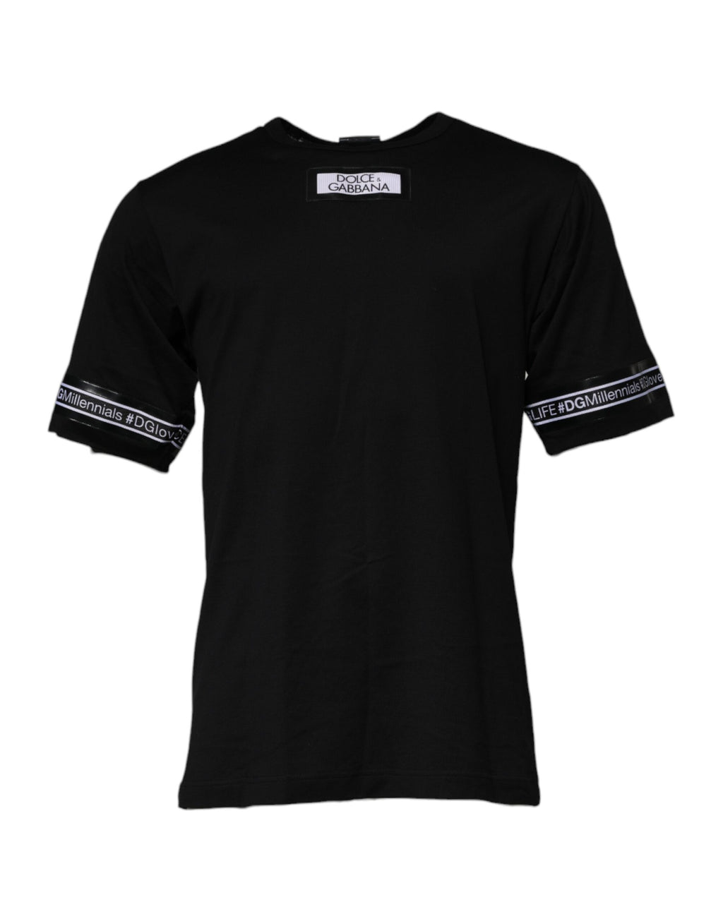 T-shirt à col rond en coton noir Dolce & Gabbana #DGMILLENNIALS
