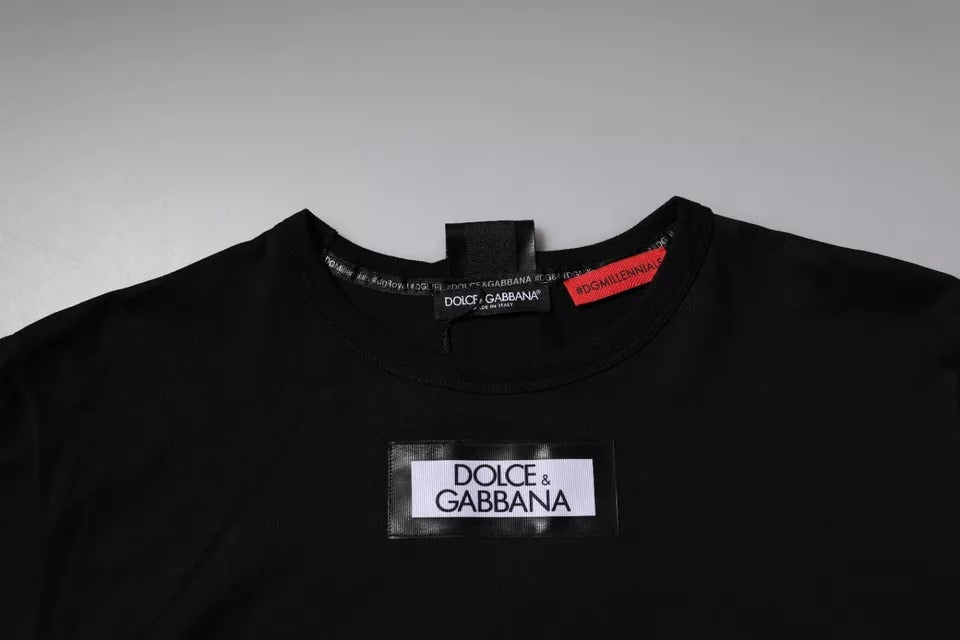 T-shirt à col rond en coton noir Dolce & Gabbana #DGMILLENNIALS