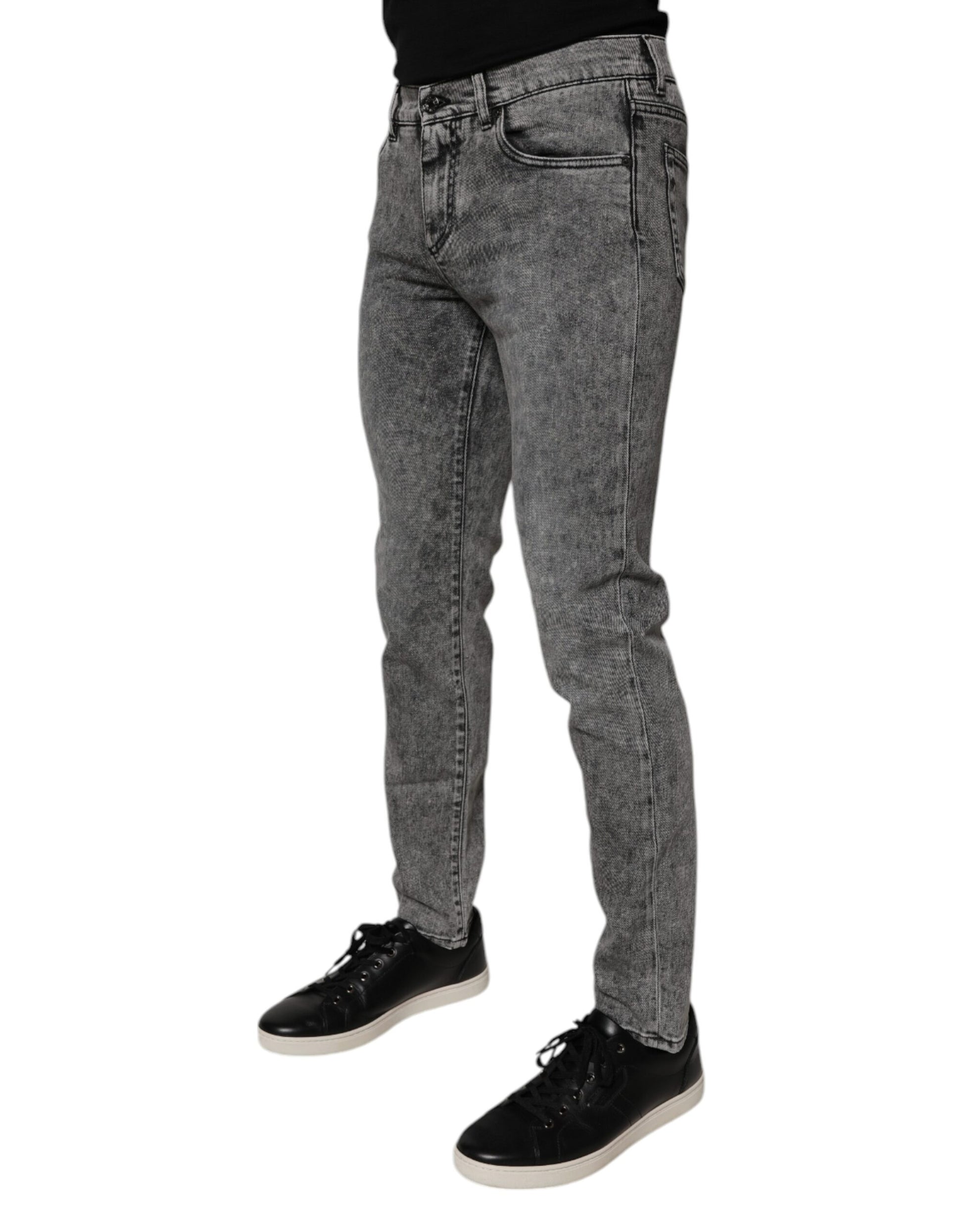 Jean en jean slim Dolce & Gabbana gris foncé en coton lavé
