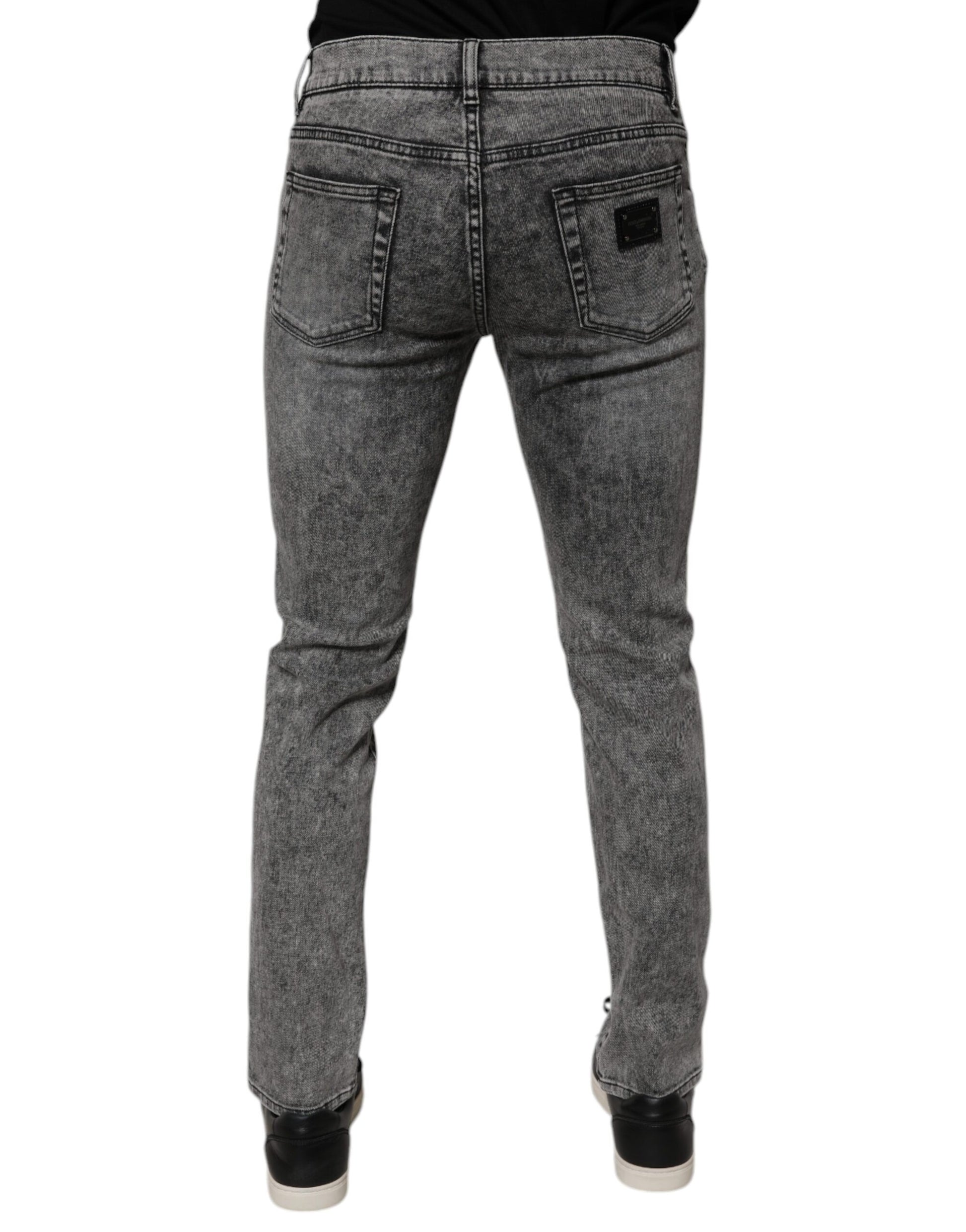 Jean en jean slim Dolce & Gabbana gris foncé en coton lavé