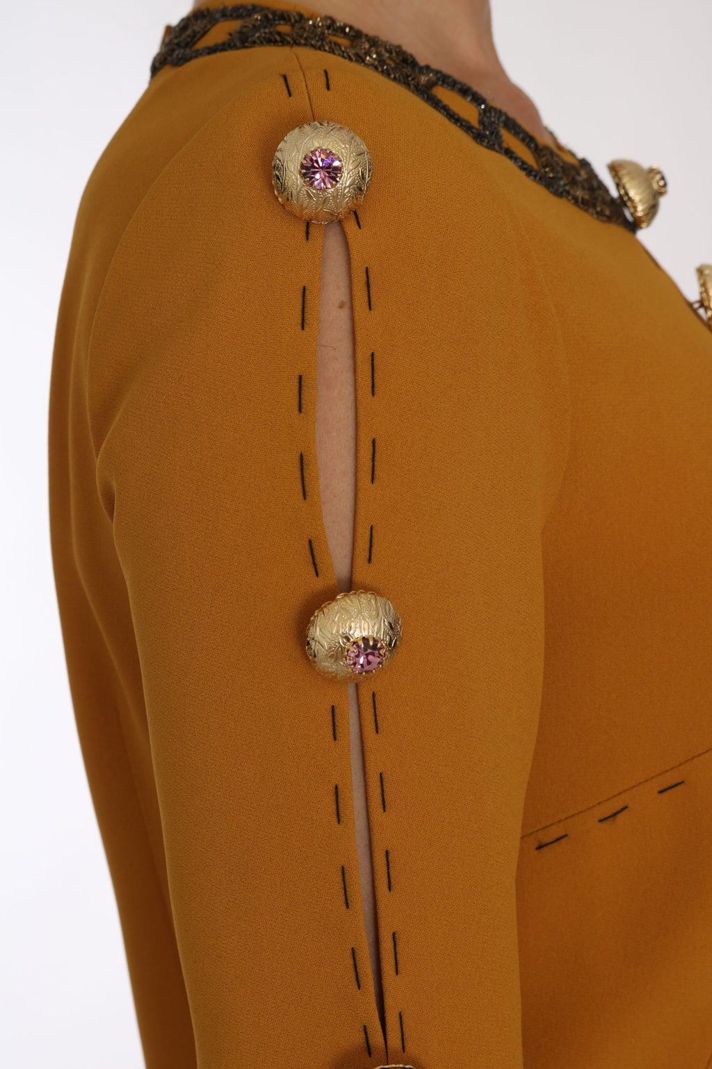 Robe Courte Dolce & Gabbana Marron Ornée de Cristaux