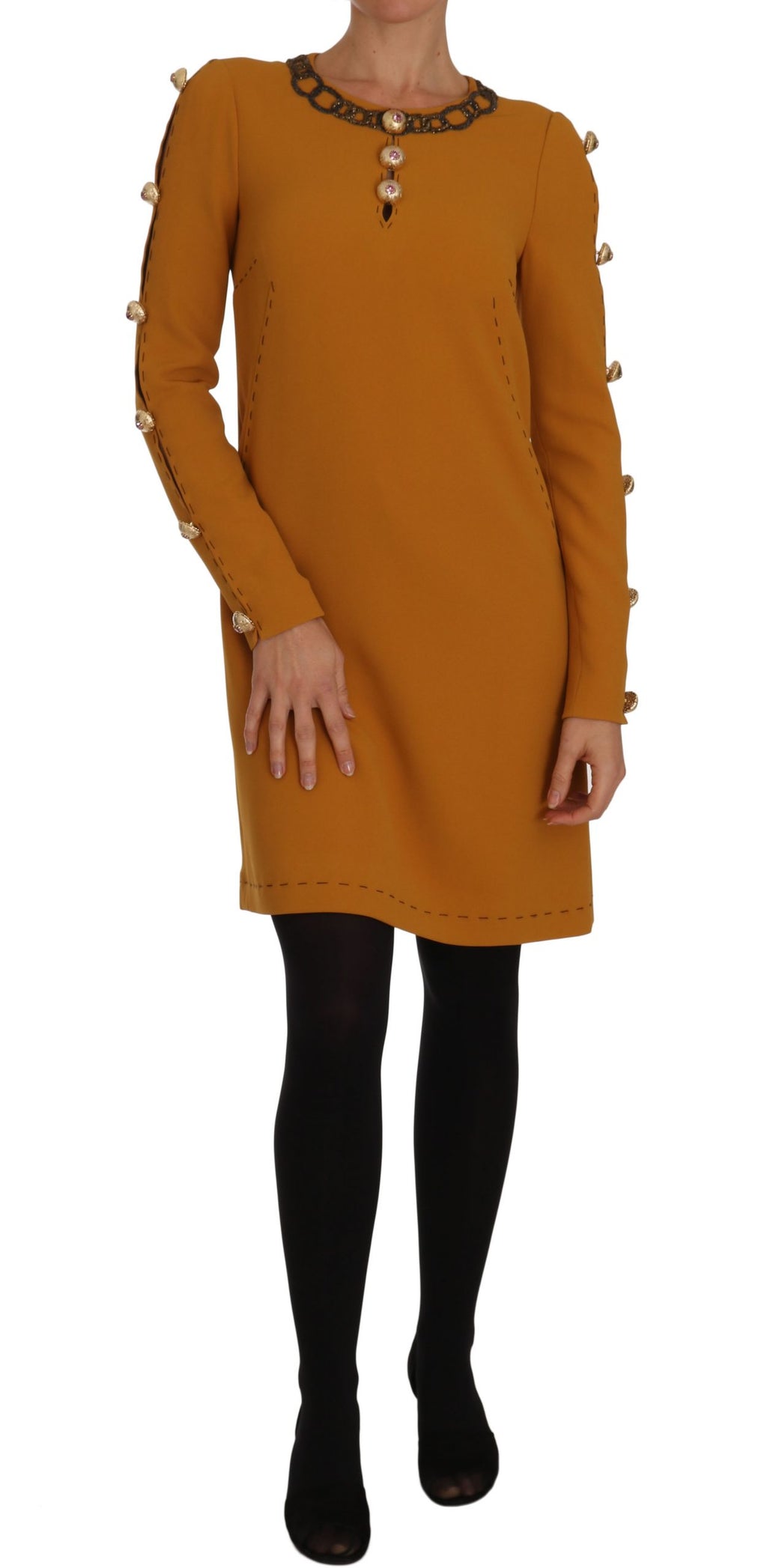 Robe Courte Dolce & Gabbana Marron Ornée de Cristaux