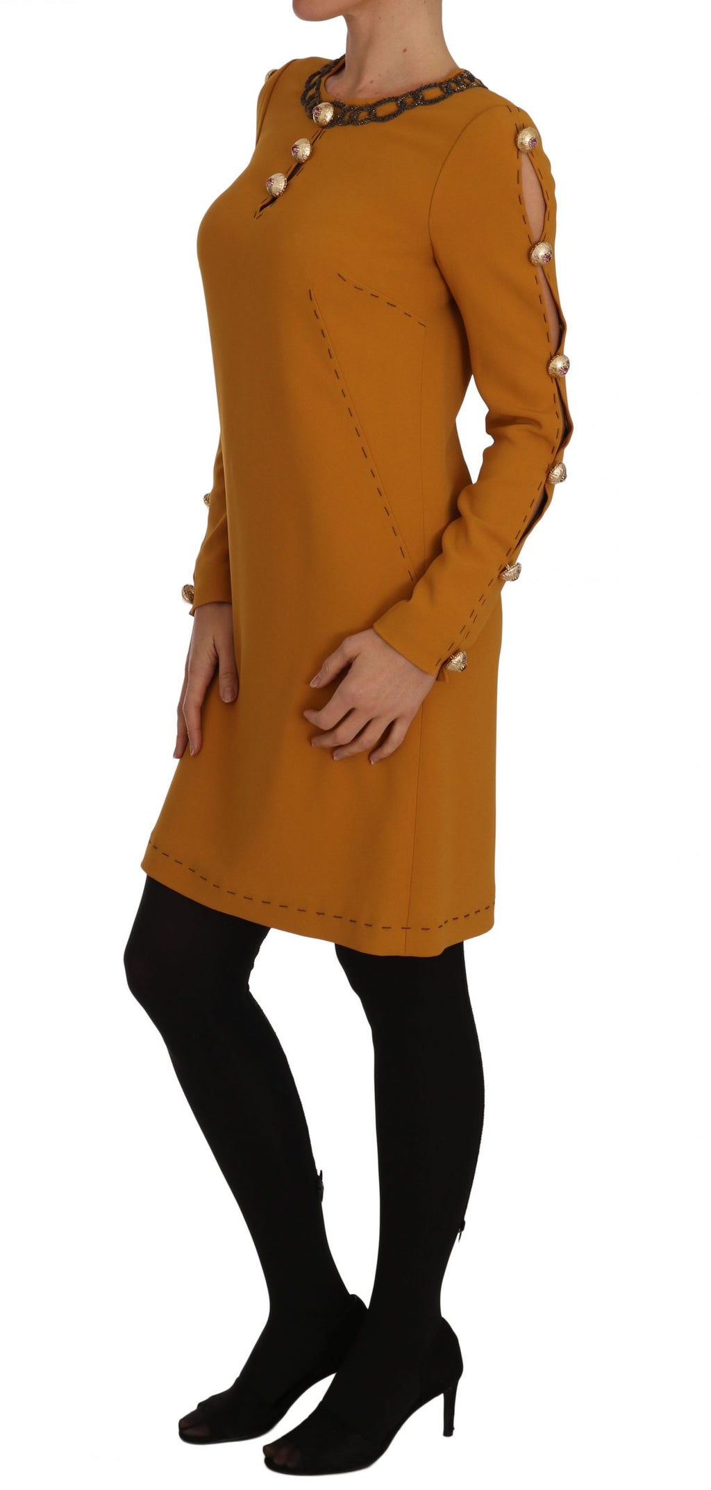 Robe Courte Dolce & Gabbana Marron Ornée de Cristaux
