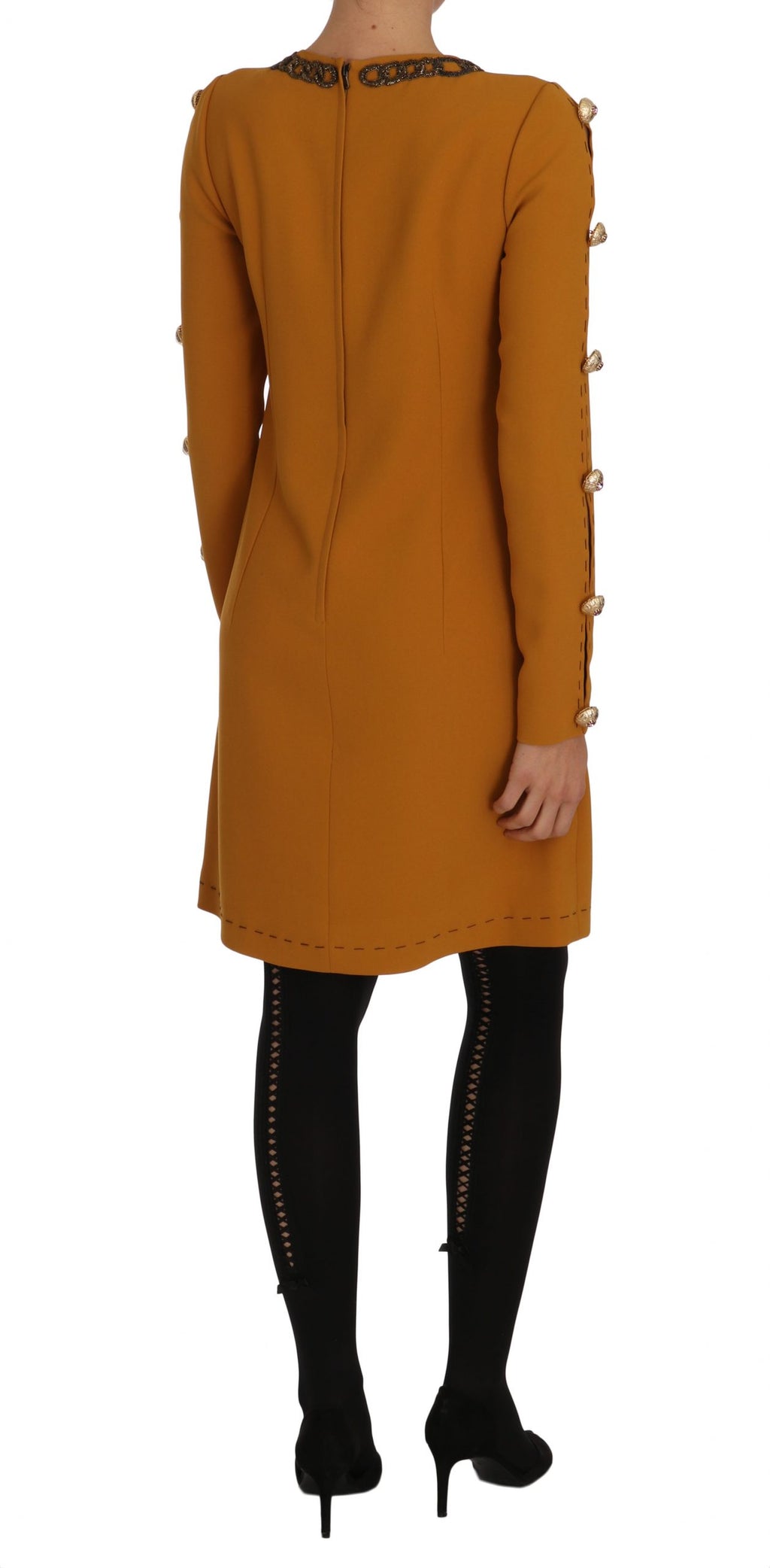 Robe Courte Dolce & Gabbana Marron Ornée de Cristaux
