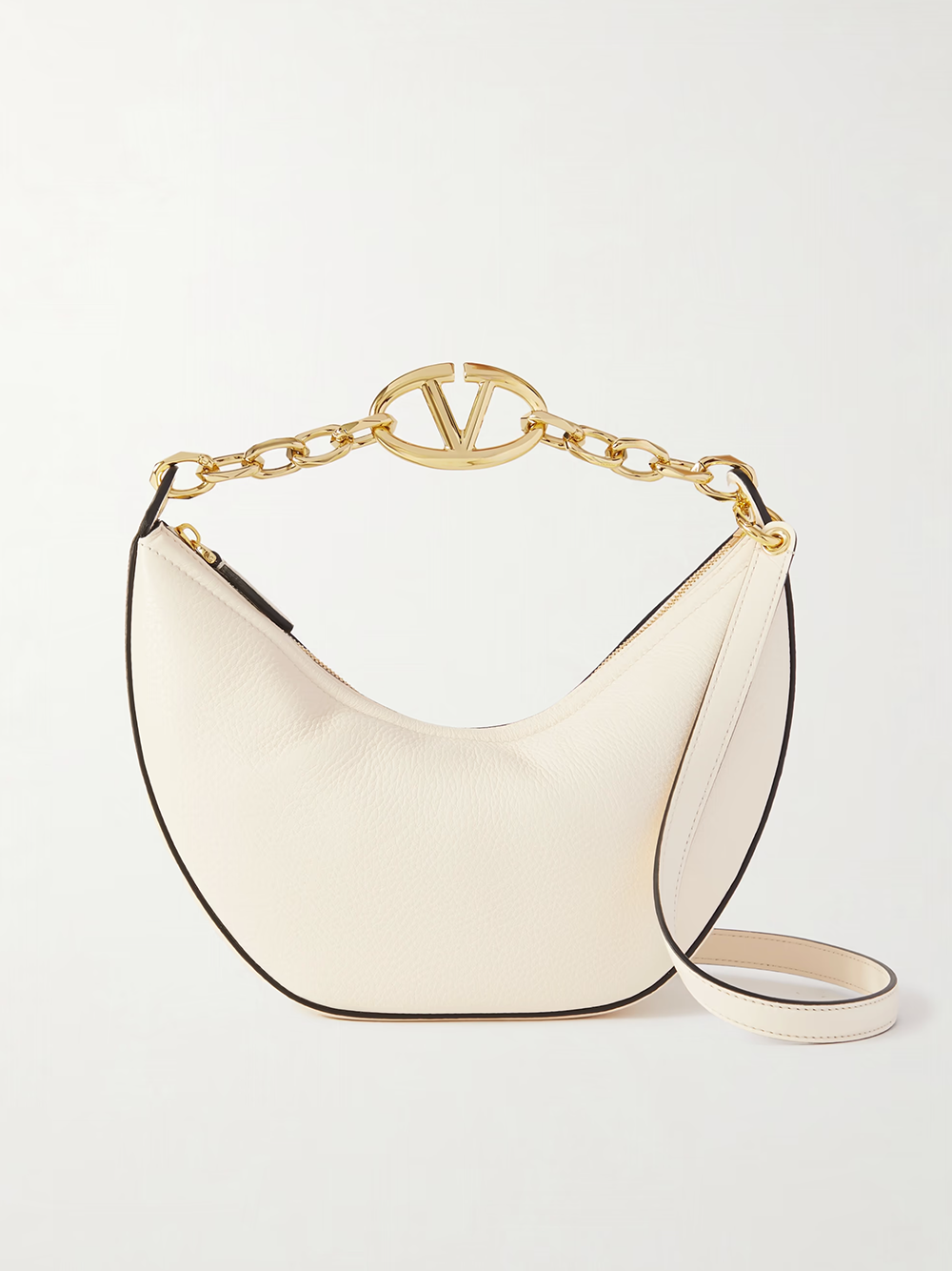 Sac à bandoulière Valentino Garavani petit hobo en cuir ivoire Vlogo