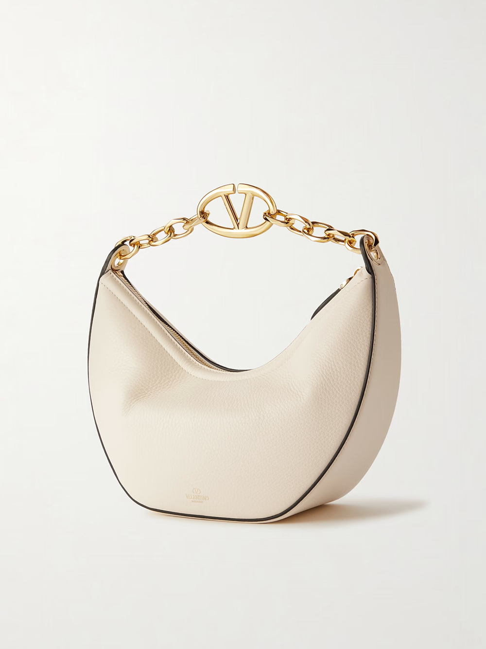 Sac à bandoulière Valentino Garavani petit hobo en cuir ivoire Vlogo
