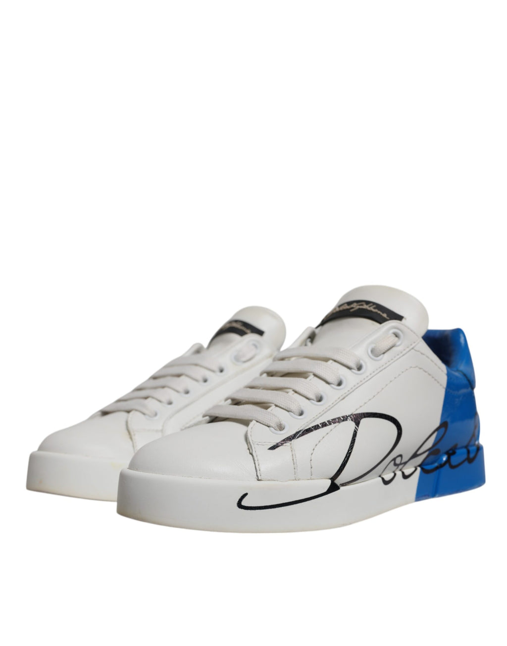 Chaussures Sneakers Dolce & Gabbana Portofino Blanches Logo Bleu