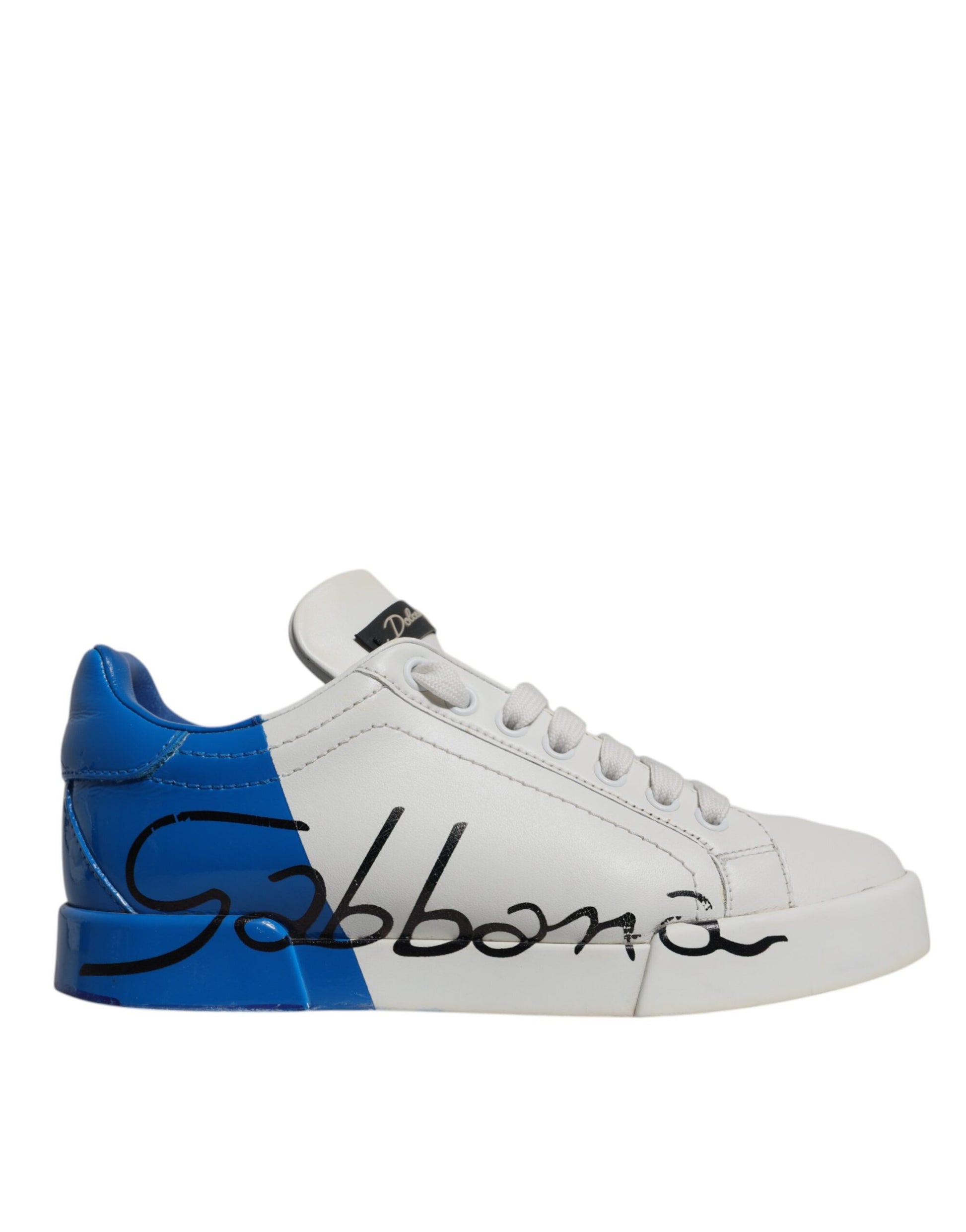 Chaussures Sneakers Dolce & Gabbana Portofino Blanches Logo Bleu