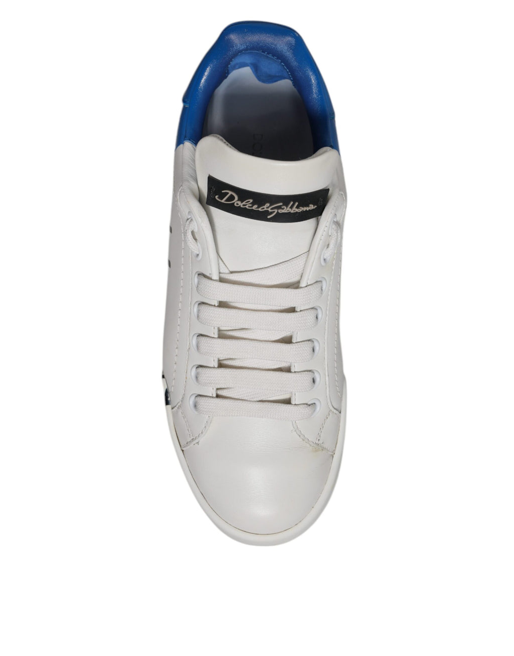 Chaussures Sneakers Dolce & Gabbana Portofino Blanches Logo Bleu