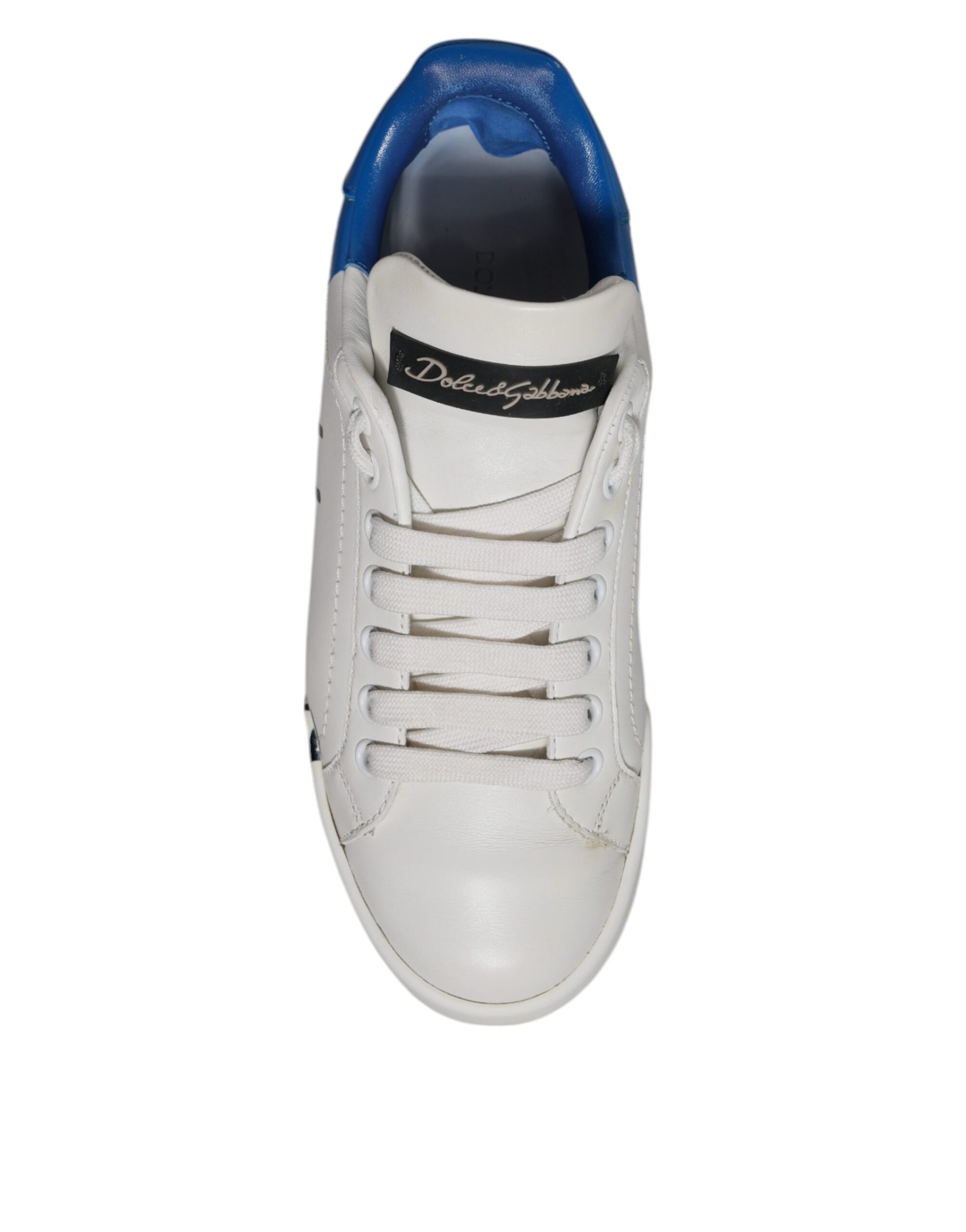 Chaussures Sneakers Dolce & Gabbana Portofino Blanches Logo Bleu