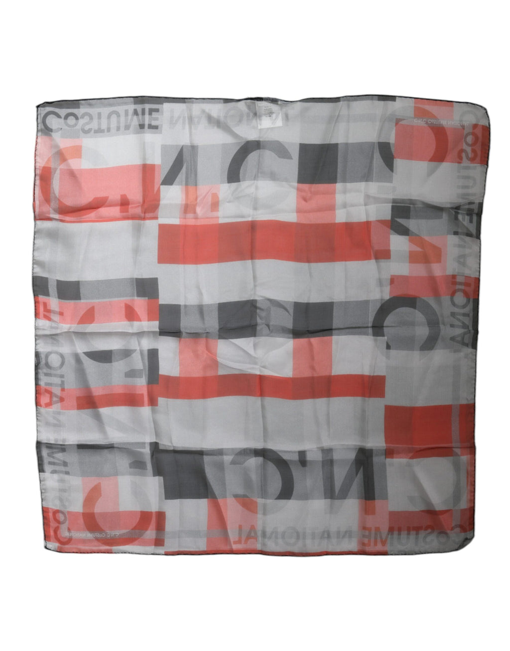 Écharpe foulard carrée en soie rouge et grise à encolure cache-cœur Costume National