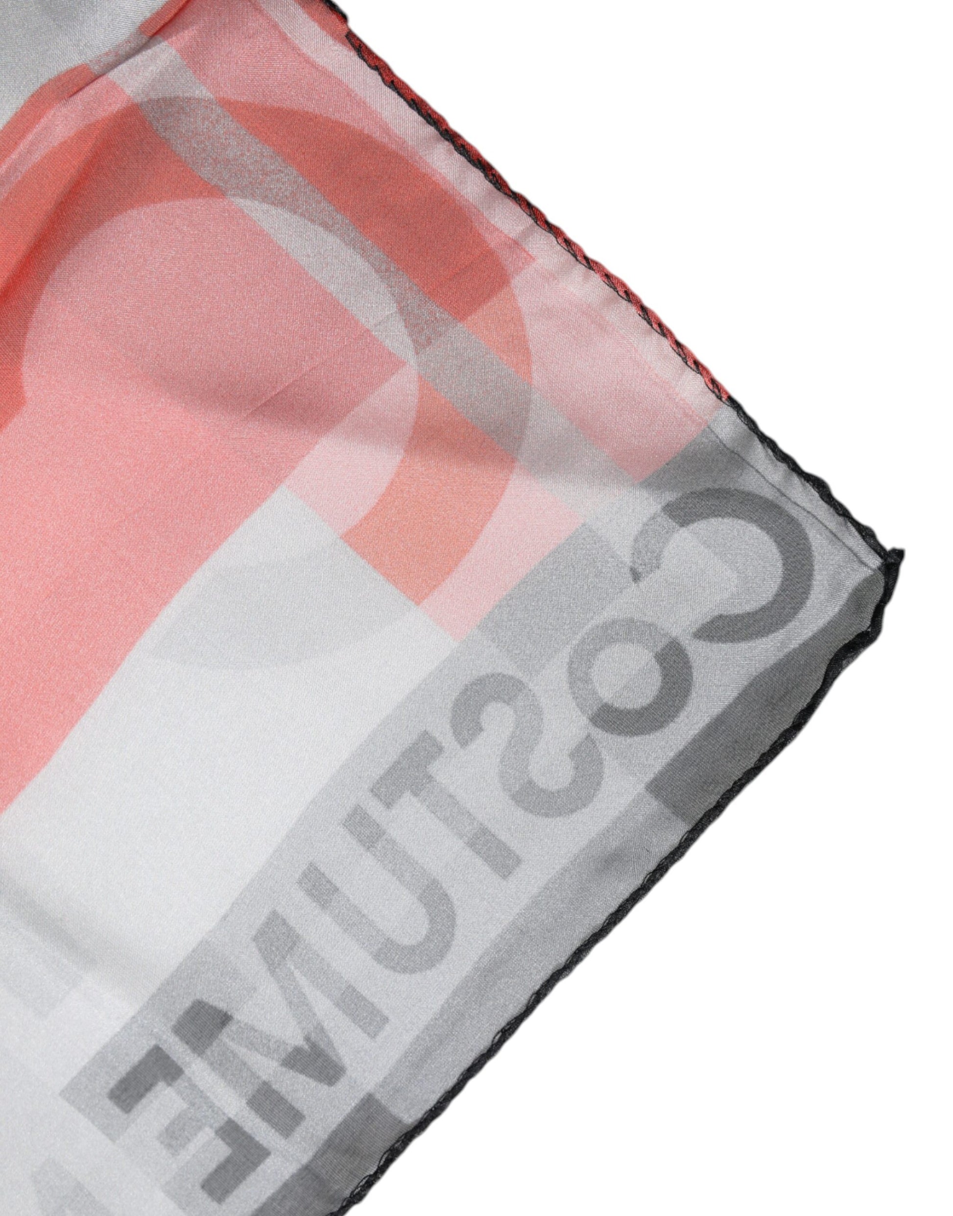 Écharpe foulard carrée en soie rouge et grise à encolure cache-cœur Costume National