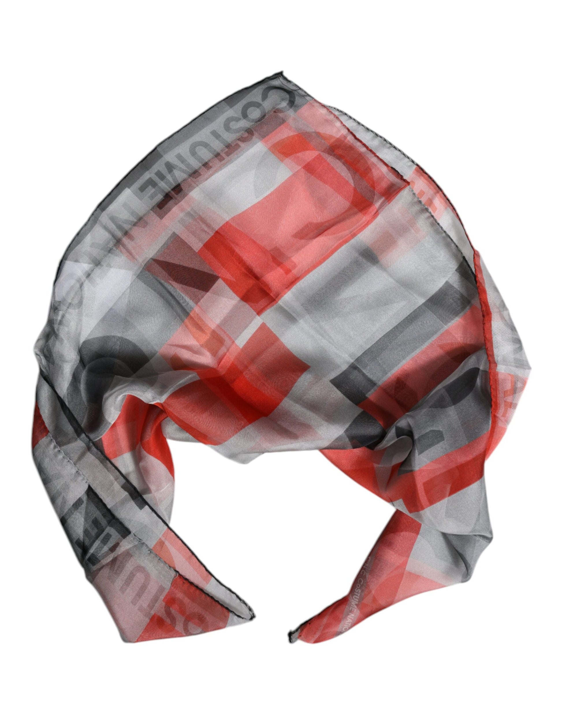 Écharpe foulard carrée en soie rouge et grise à encolure cache-cœur Costume National