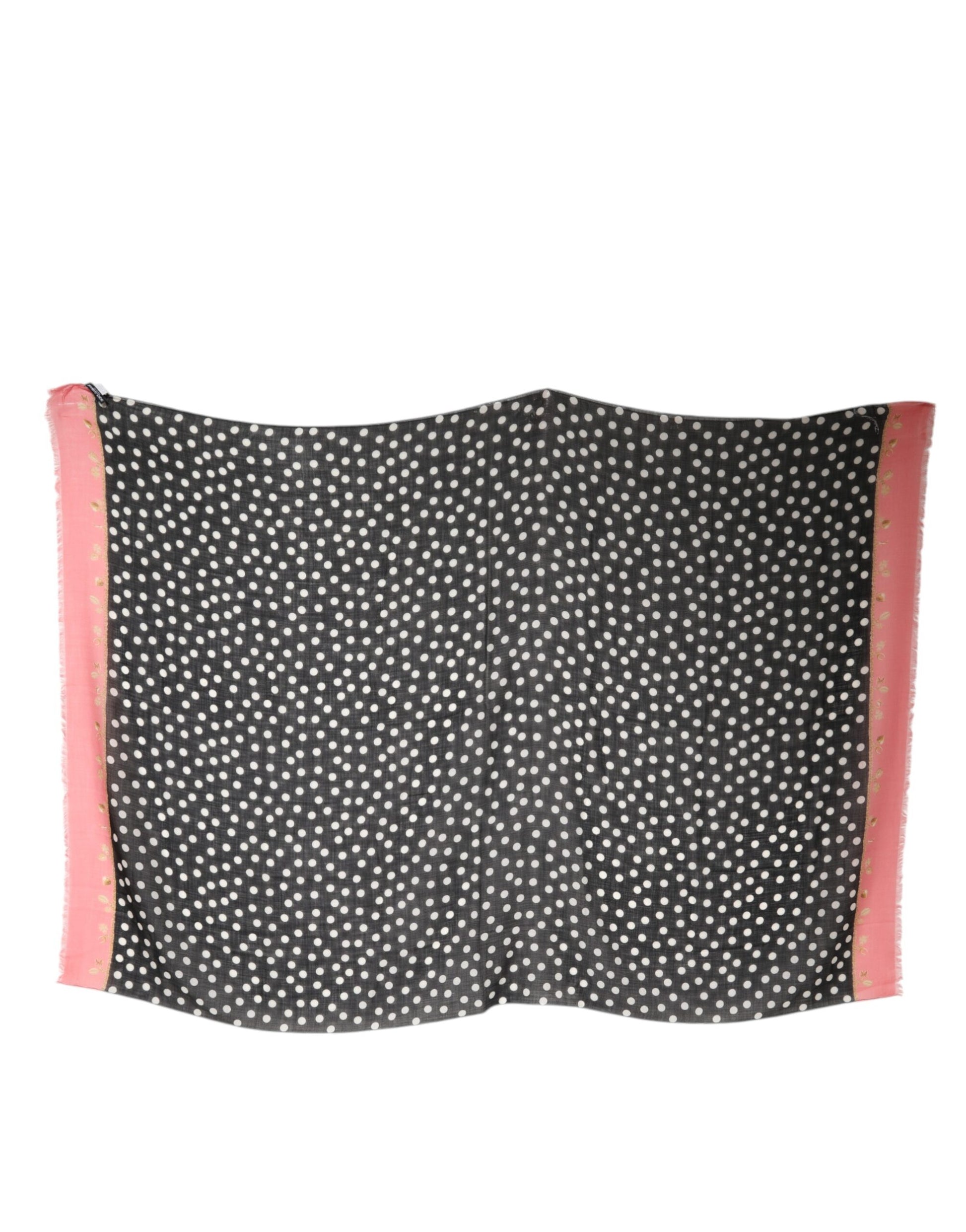 Dolce & Gabbana Black White Polka Dots Fringes Wrap Scarf