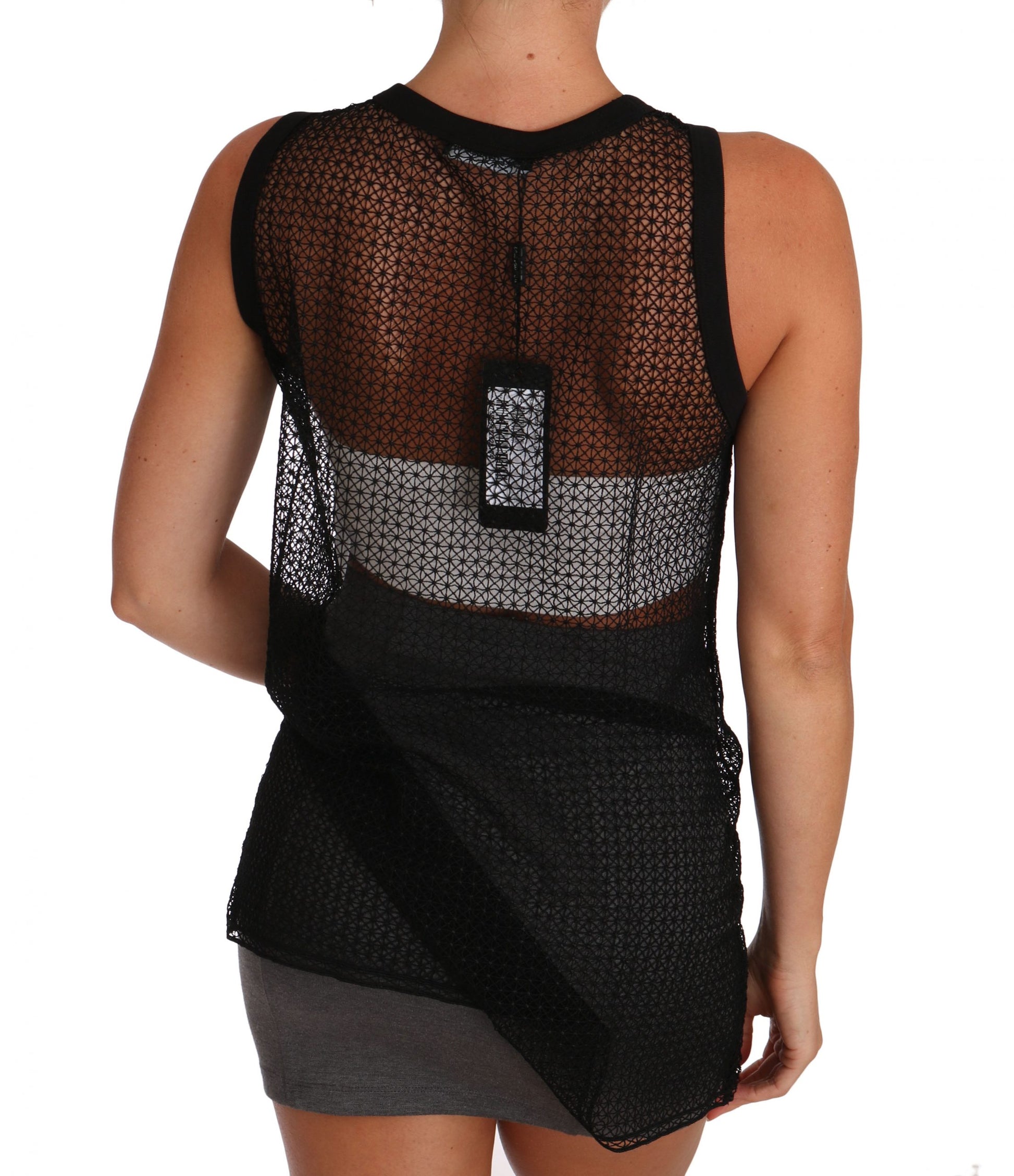 Dolce & Gabbana Chemisier Transparent en Résille Noire T-shirt