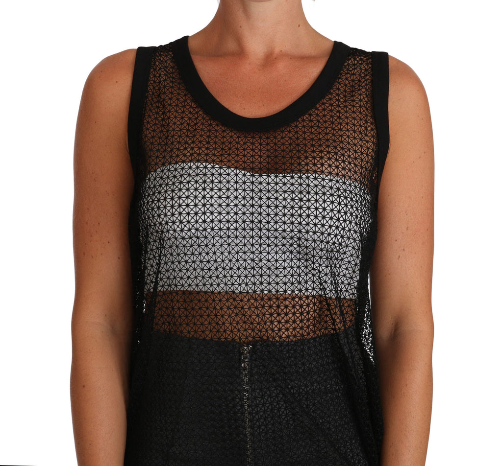 Dolce & Gabbana Chemisier Transparent en Résille Noire T-shirt