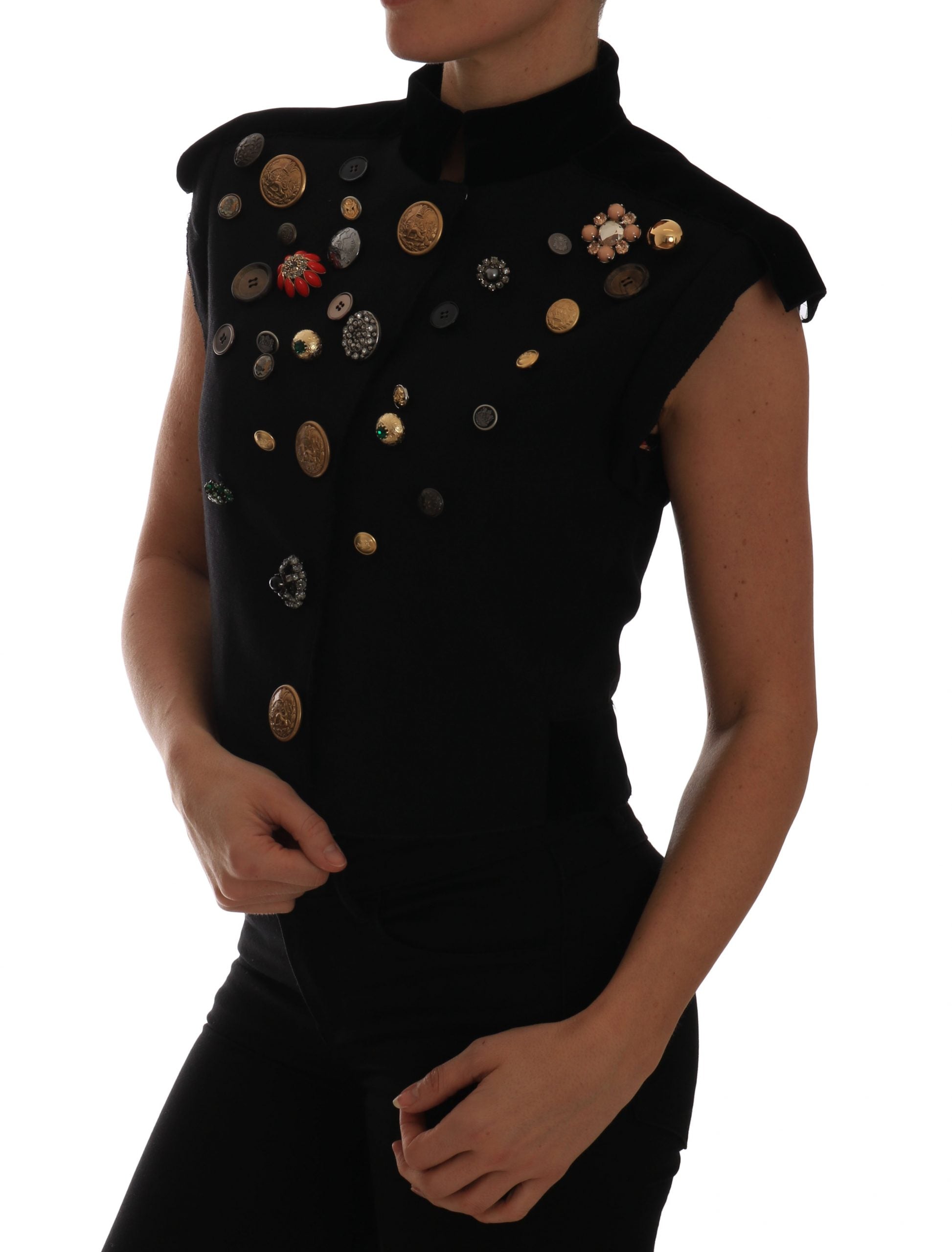 Dolce & Gabbana Black Sleeveless Jacket for Women side view