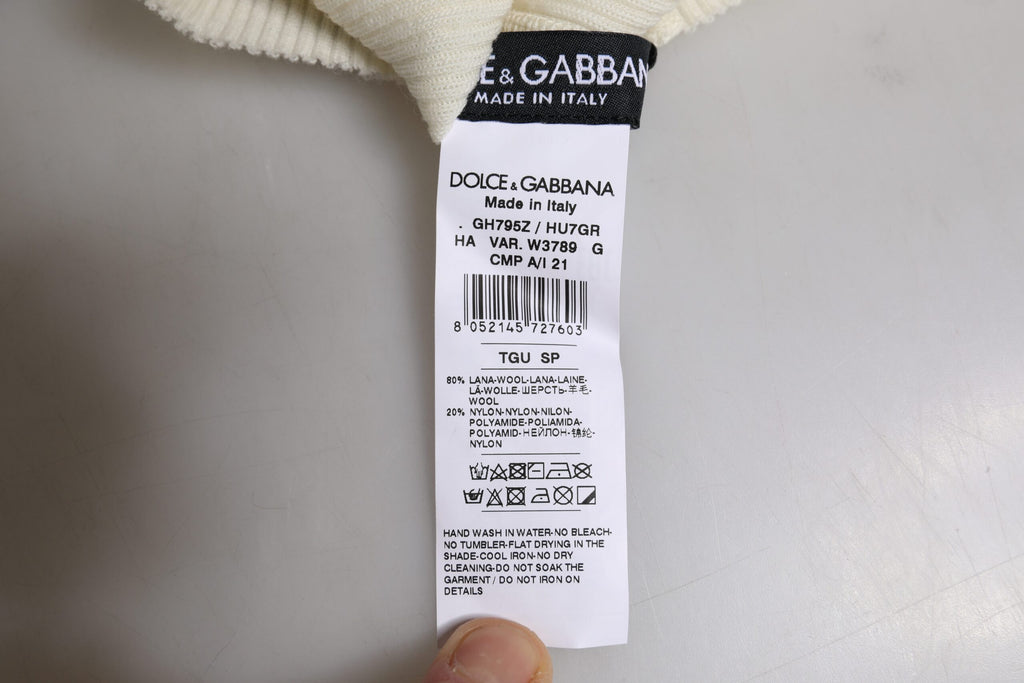 Bonnet tricoté Dolce & Gabbana en mélange de laine beige