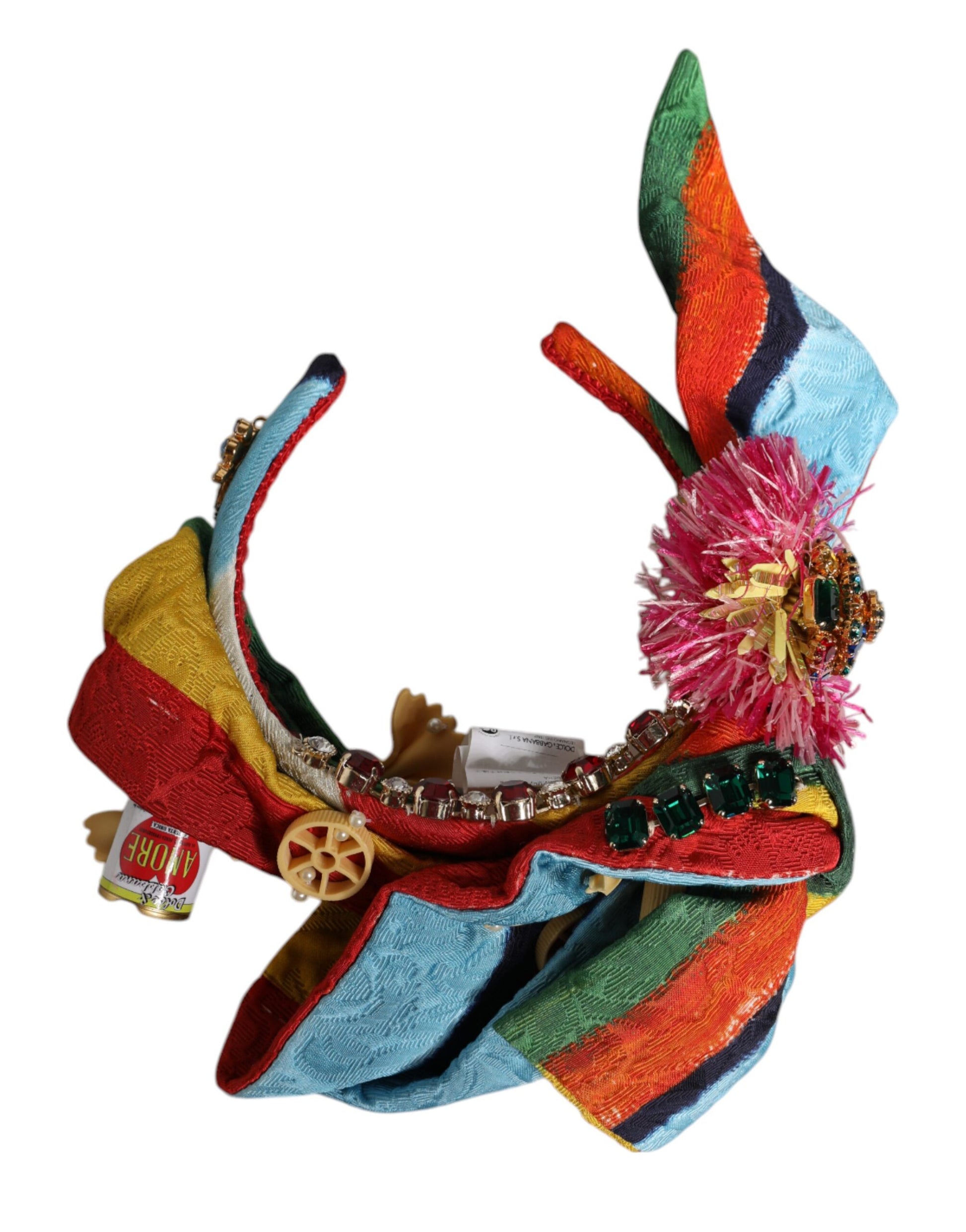Serre-tête diadème Dolce & Gabbana multicolore fleuri orné de cristaux