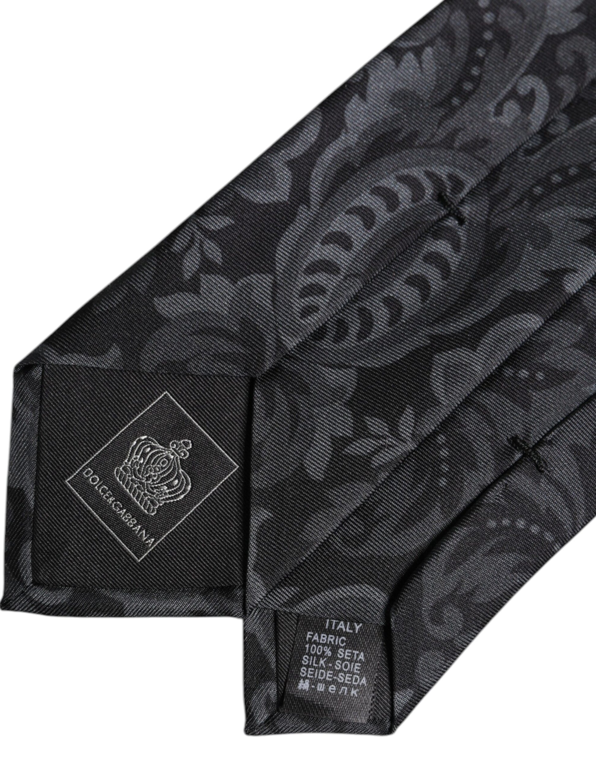 Dolce &amp; Gabbana – Verstellbare Krawatte mit Blumenmuster in Schwarz und Grau