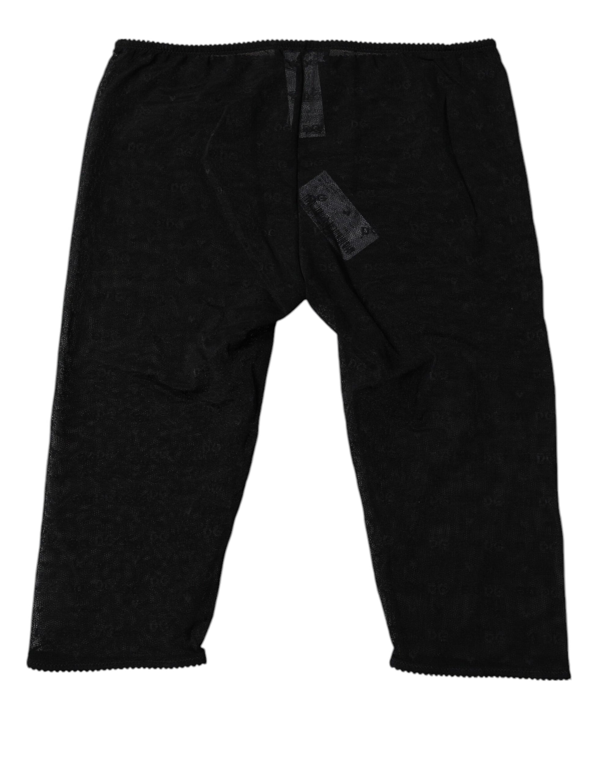 Dolce & Gabbana Lingerie Courte Serrée en Dentelle Noire avec Logo