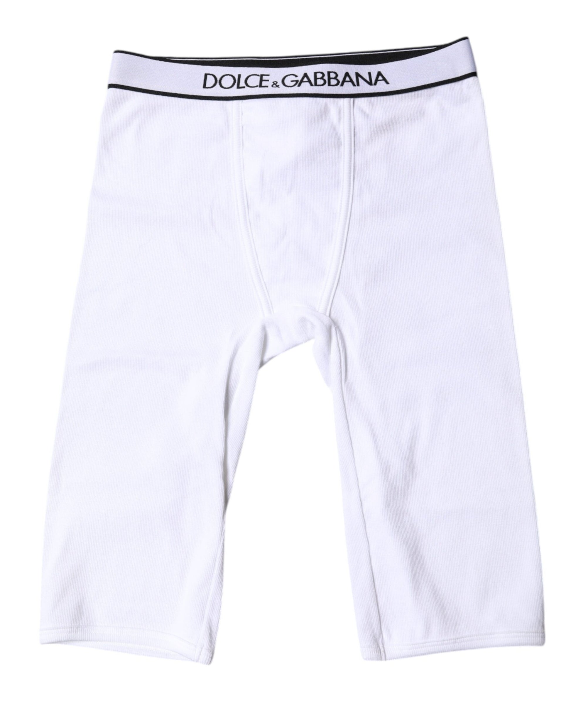 Dolce & Gabbana Caleçon Court en Coton Blanc avec Logo