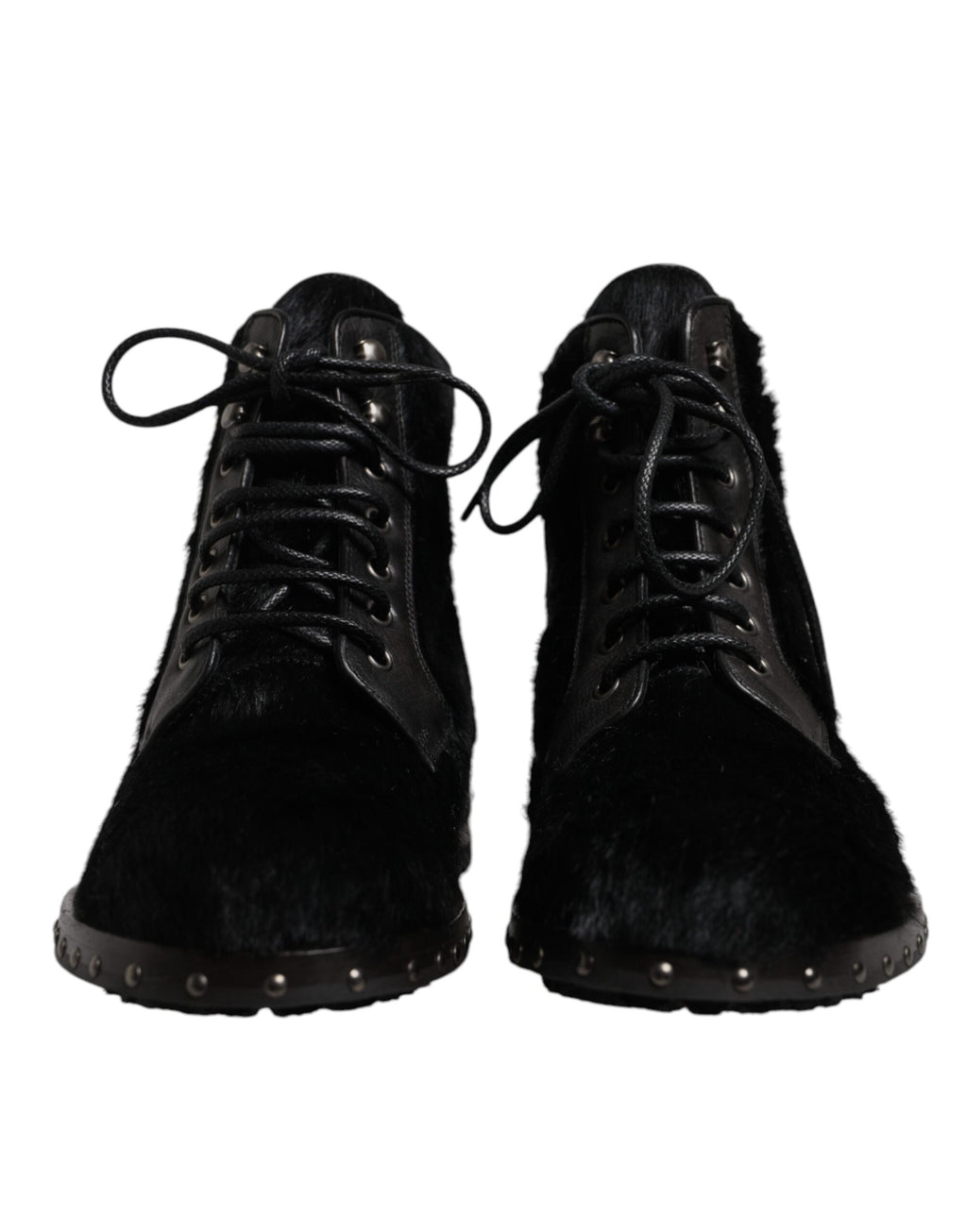 Bottes mi-mollet en cuir façon poney noir Dolce & Gabbana