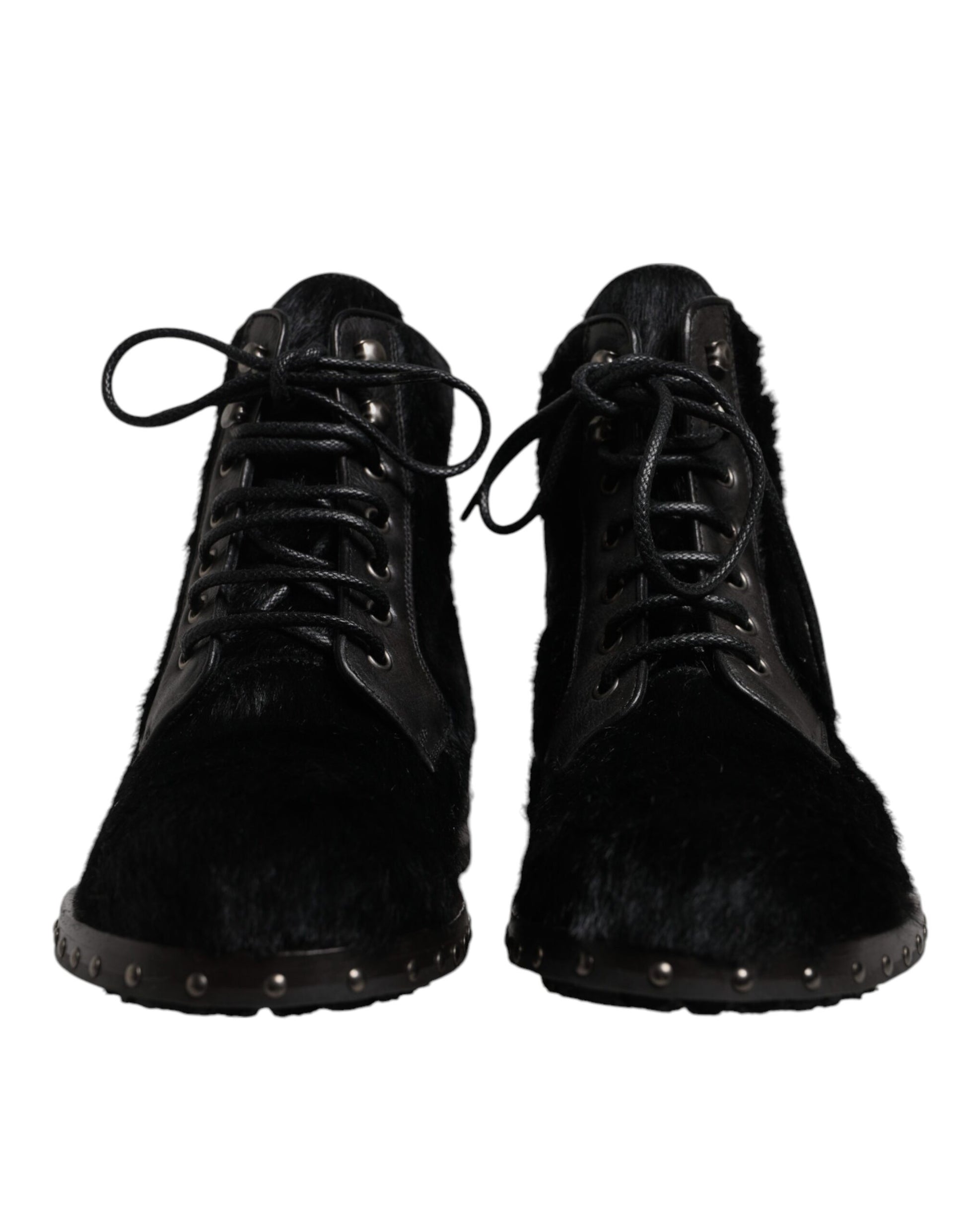 Bottes mi-mollet en cuir façon poney noir Dolce & Gabbana