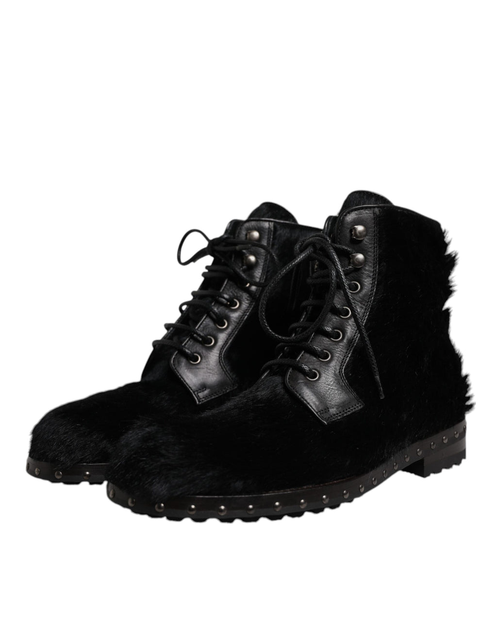 Bottes mi-mollet en cuir façon poney noir Dolce & Gabbana