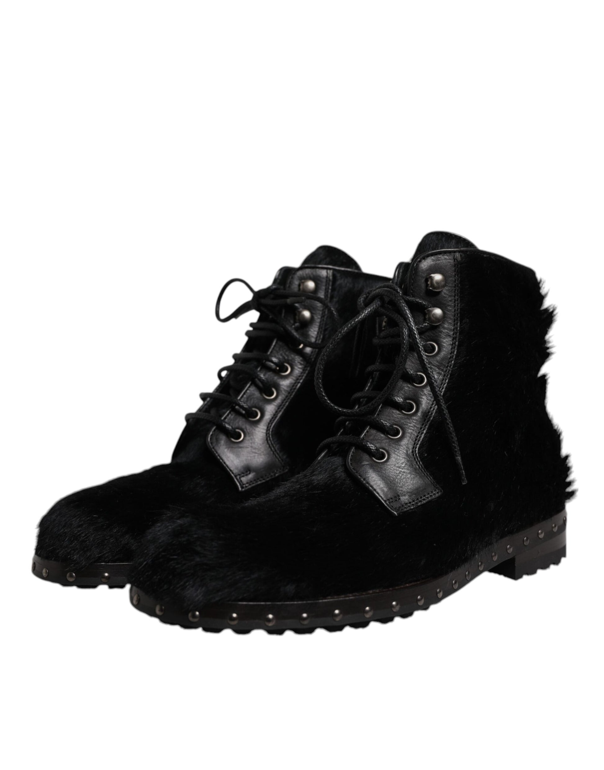 Bottes mi-mollet en cuir façon poney noir Dolce & Gabbana