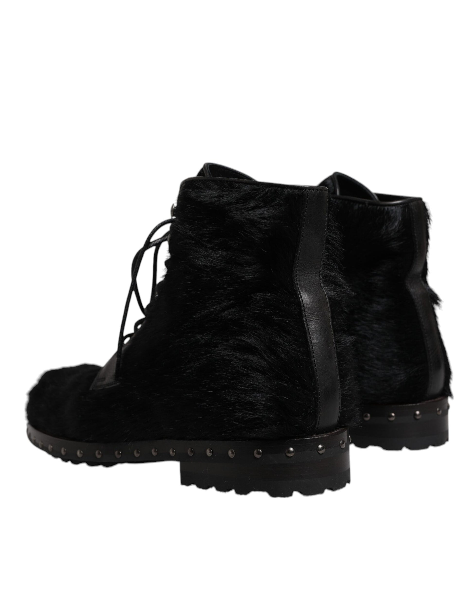 Bottes mi-mollet en cuir façon poney noir Dolce & Gabbana