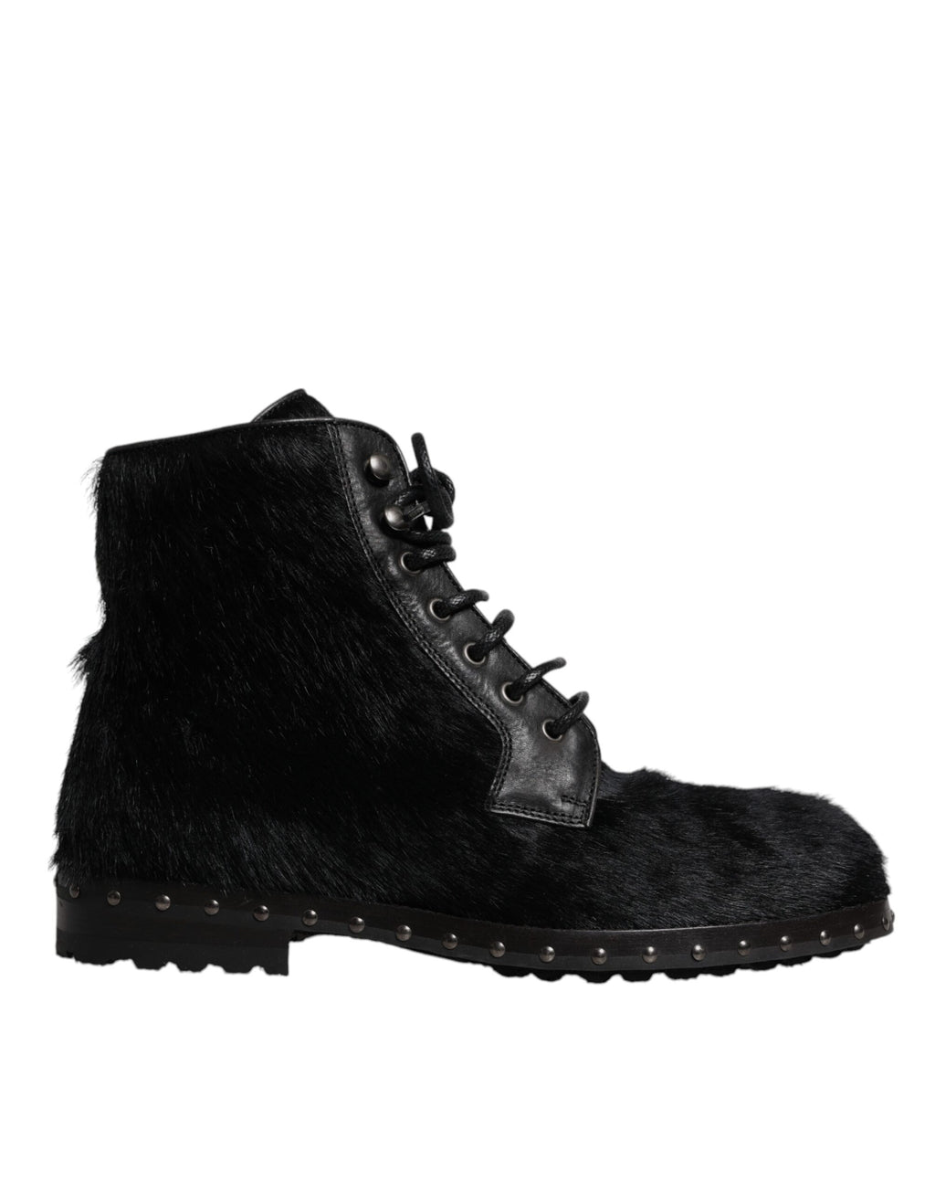 Bottes mi-mollet en cuir façon poney noir Dolce & Gabbana