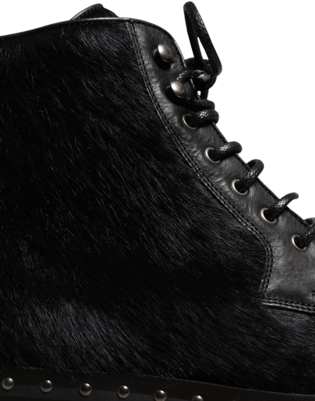 Bottes mi-mollet en cuir façon poney noir Dolce & Gabbana