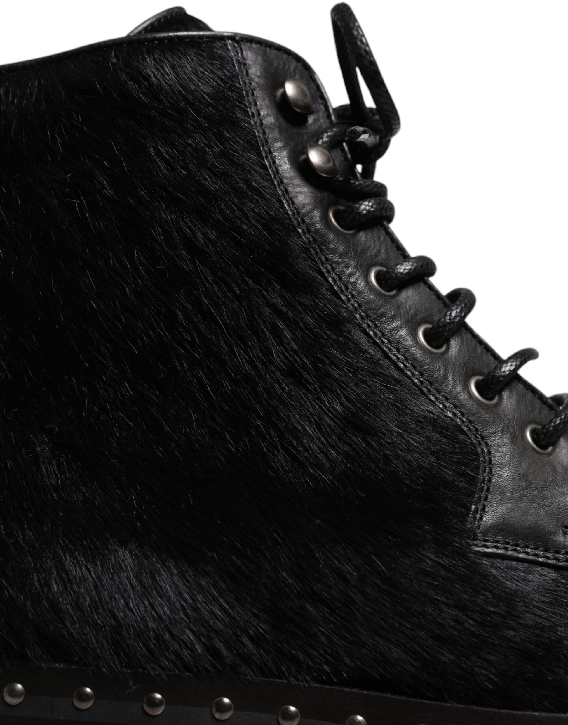 Bottes mi-mollet en cuir façon poney noir Dolce & Gabbana