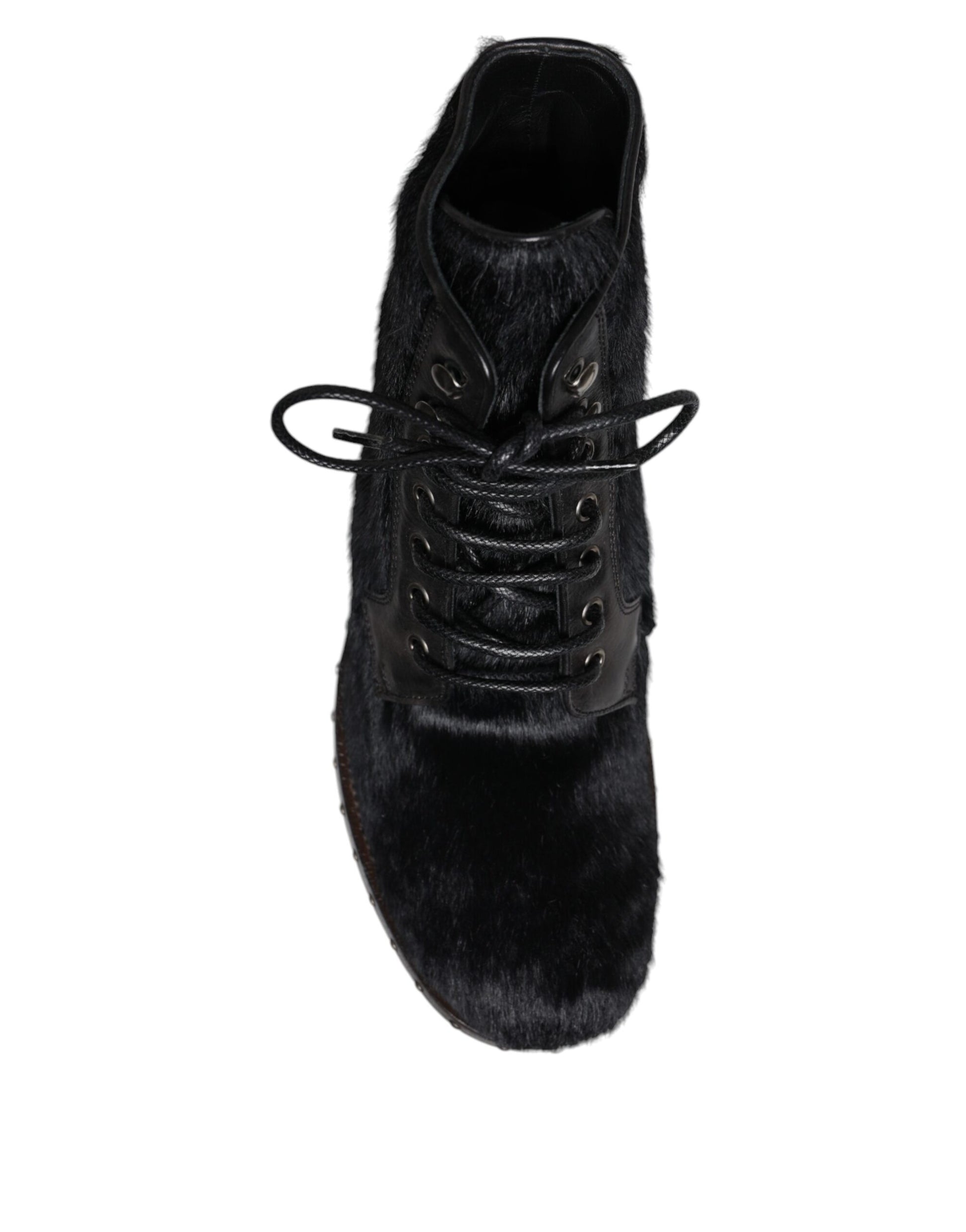 Bottes mi-mollet en cuir façon poney noir Dolce & Gabbana