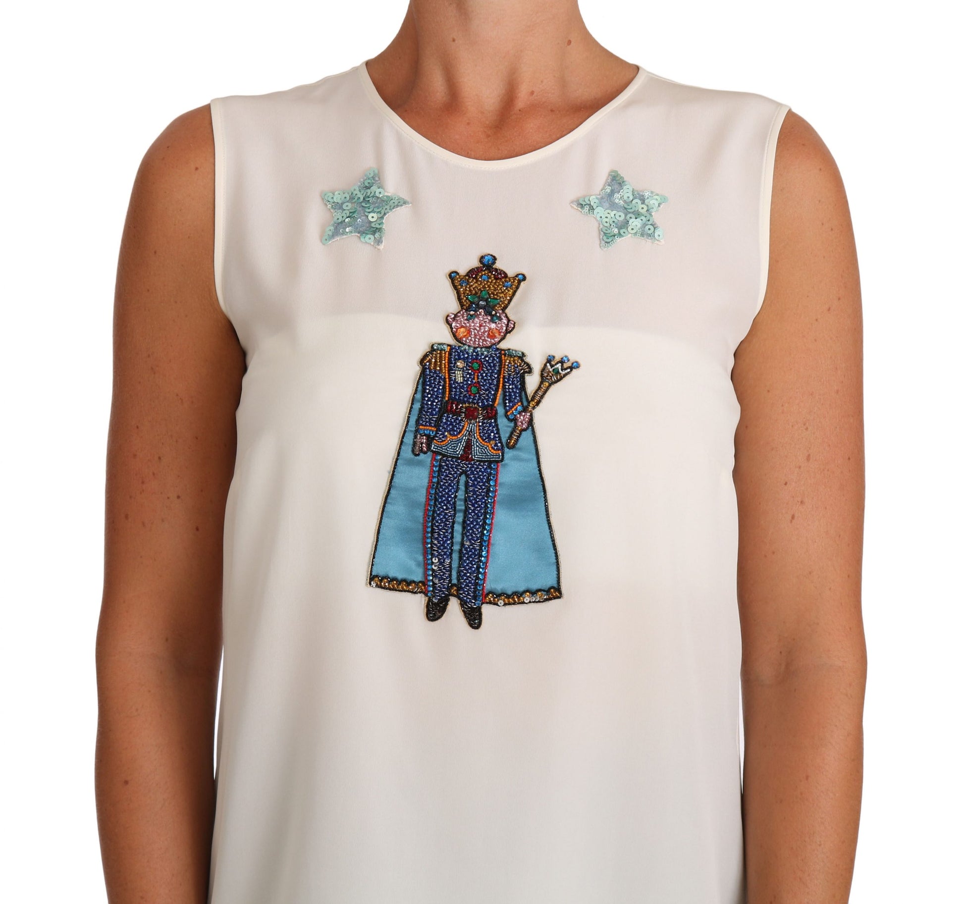 Dolce & Gabbana White Sleeveless T-Shirt for Women detail view